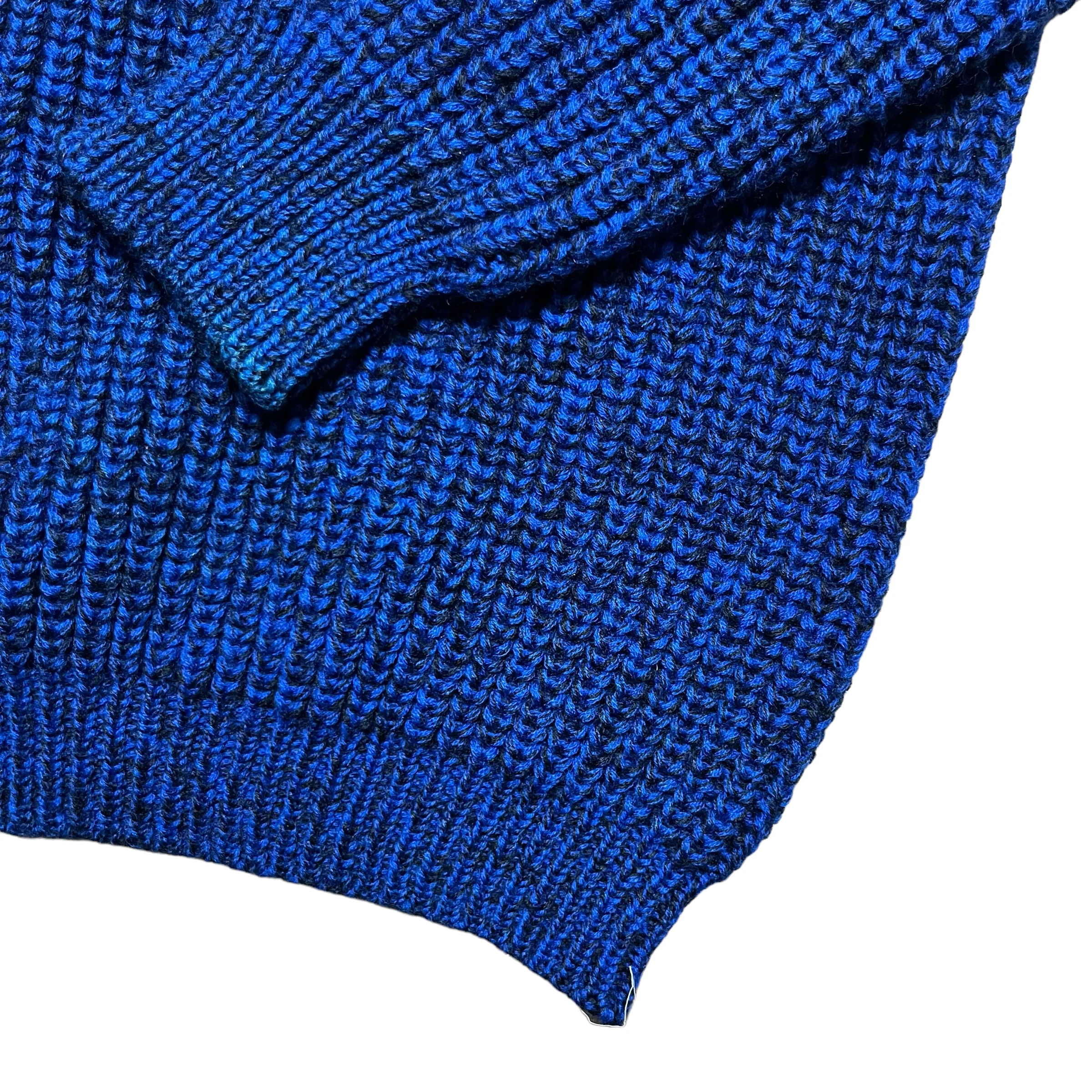 80s/90s Blue Handmade Chunky Knit Grandpa Sweater - Image 2