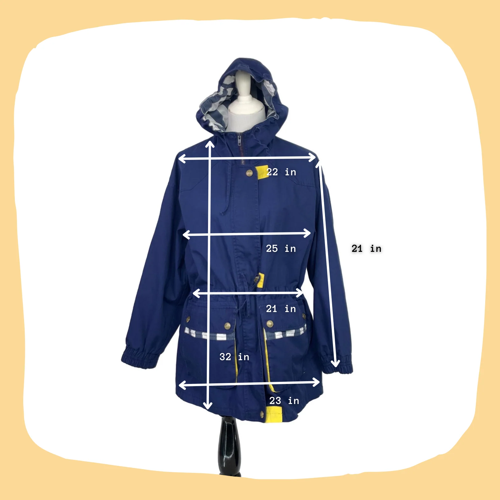 80s/90s Blue Oversized Hooded Full Zip Mid Length Jacket By Londontowne - Image 3