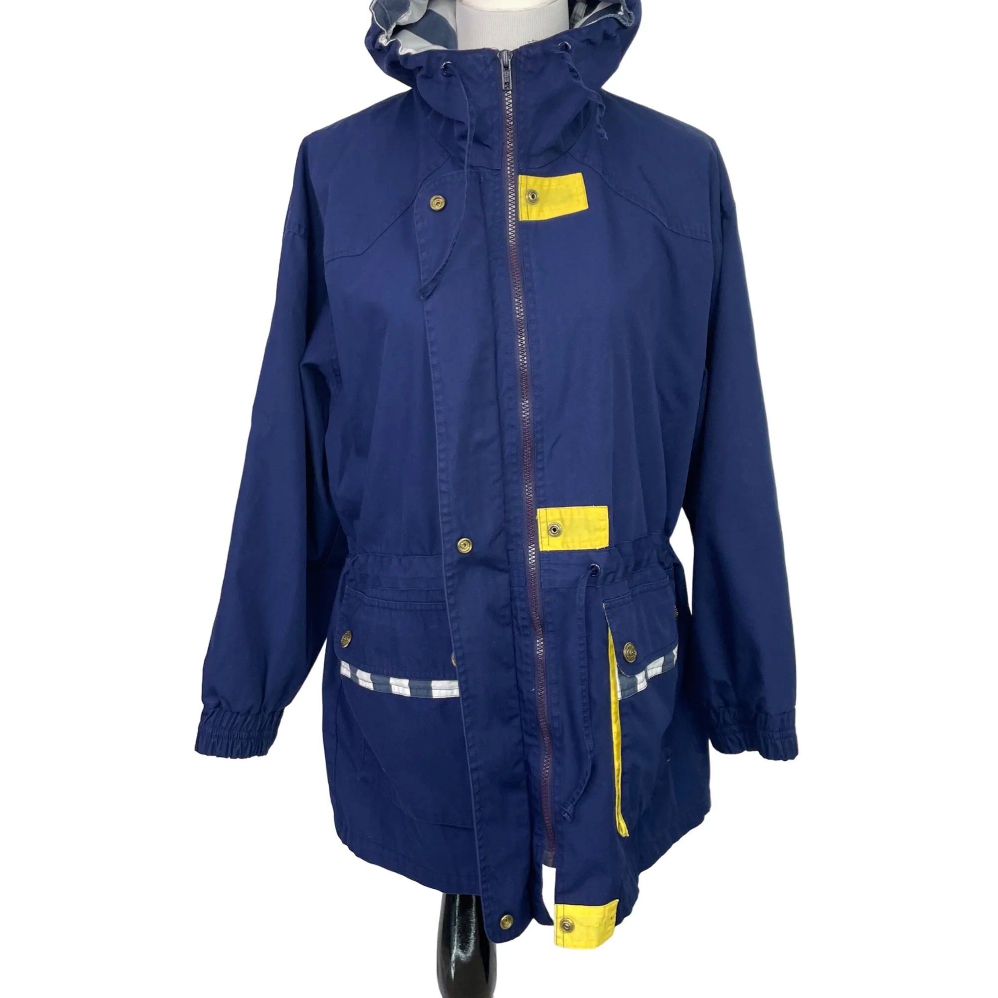 80s/90s Blue Oversized Hooded Full Zip Mid Length Jacket By Londontowne - Image 4
