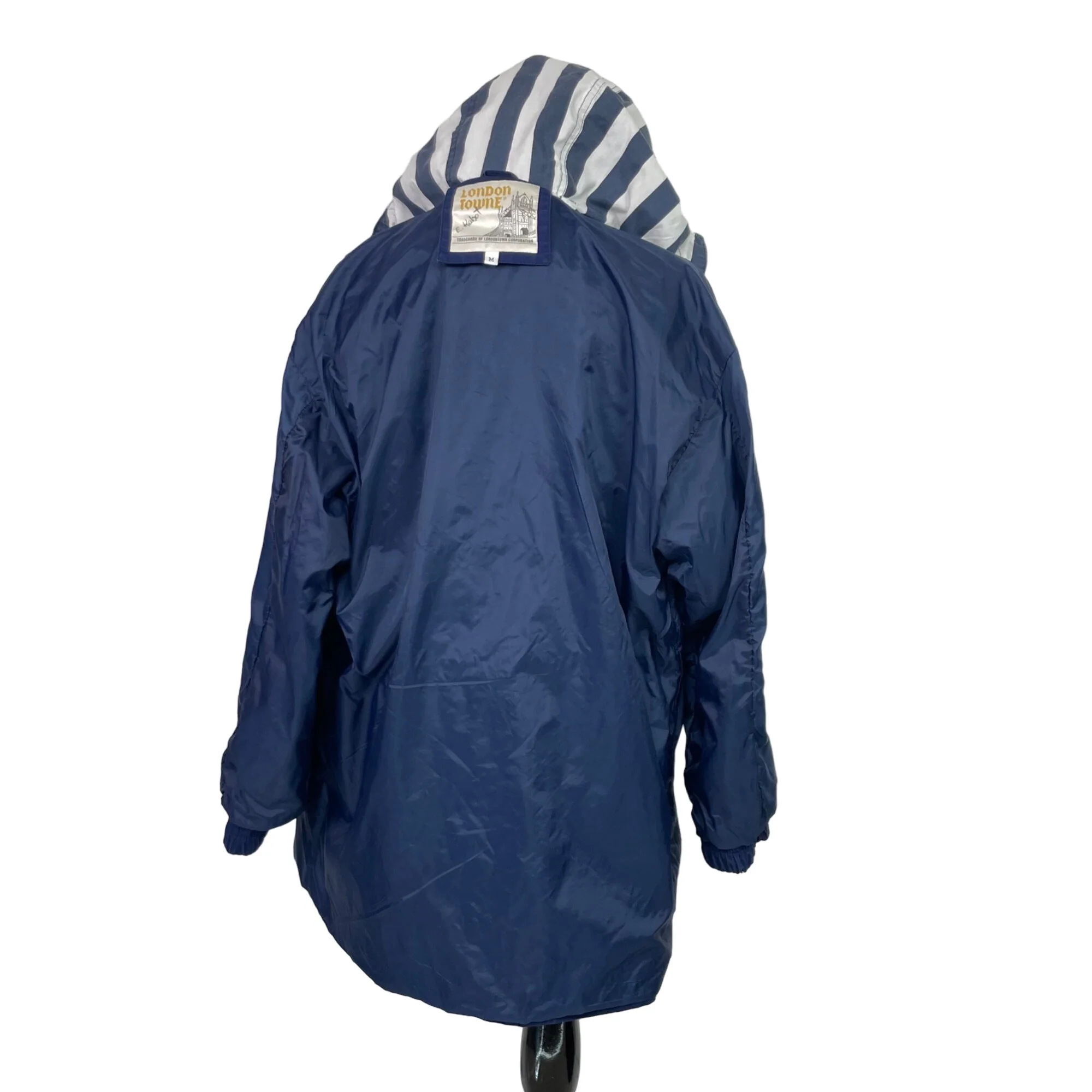 80s/90s Blue Oversized Hooded Full Zip Mid Length Jacket By Londontowne - Image 7