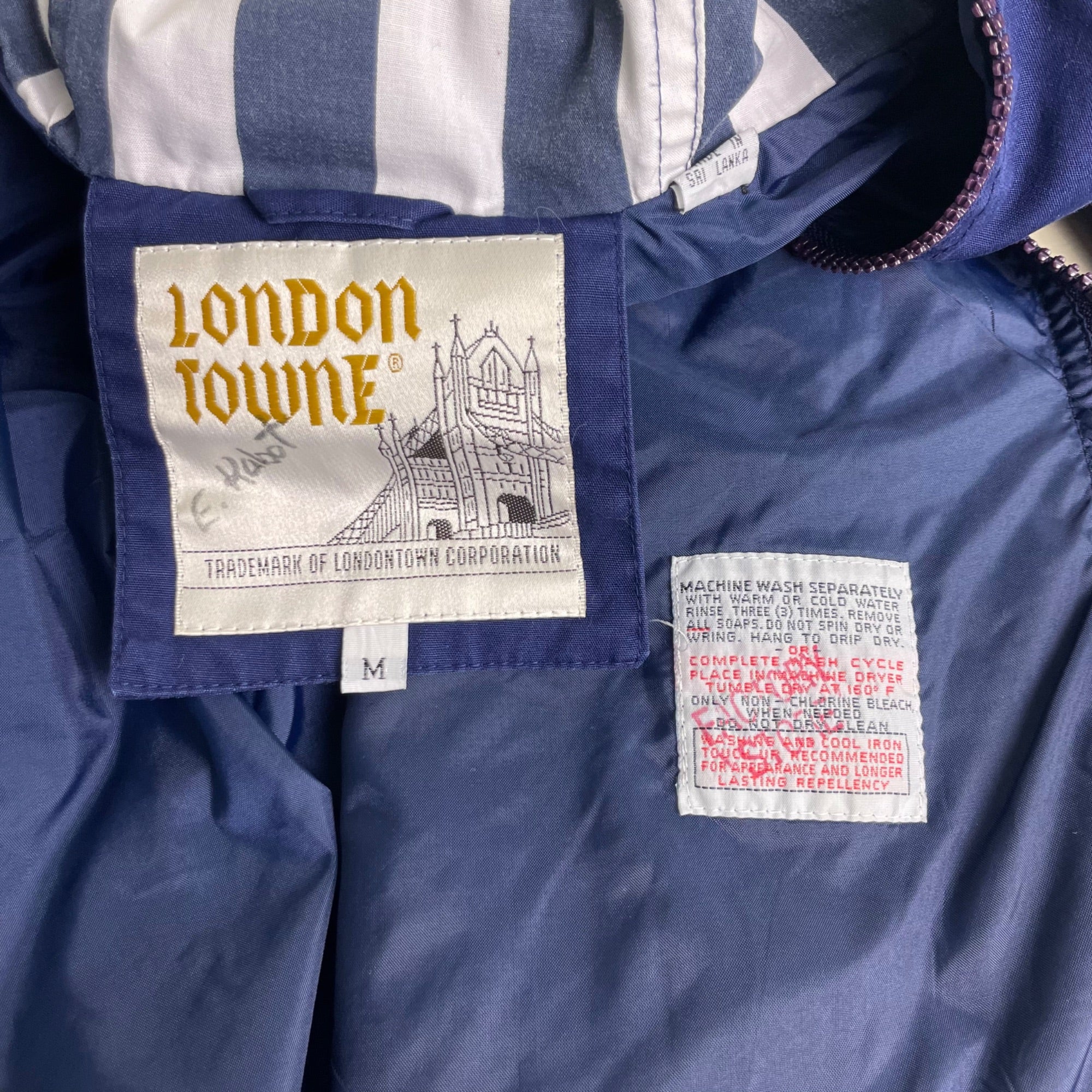 80s/90s Blue Oversized Hooded Full Zip Mid Length Jacket By Londontowne - Image 8
