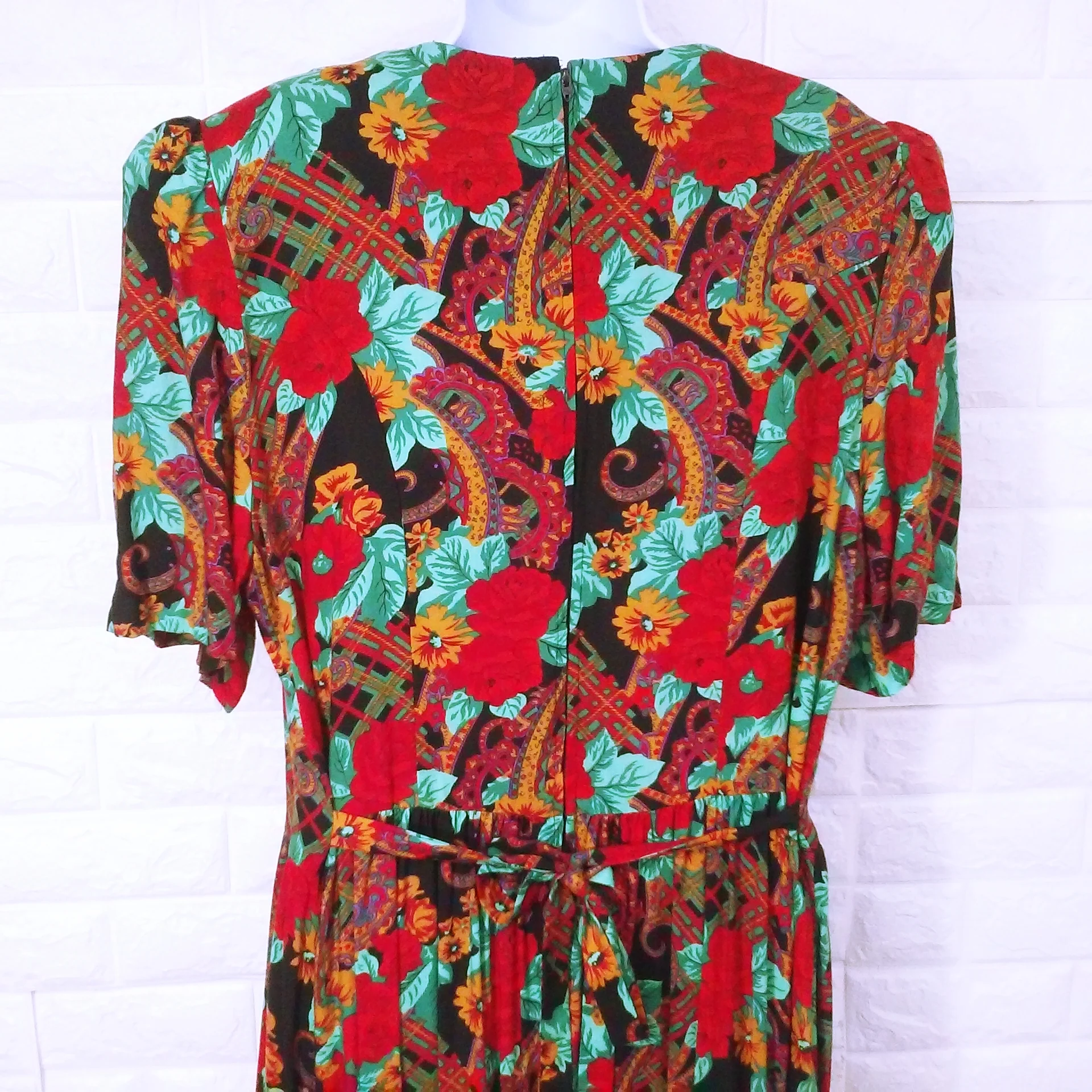 80s/90s Bold Floral Secretary Granny Prairie Dress Collar by D L Originals - Image 14