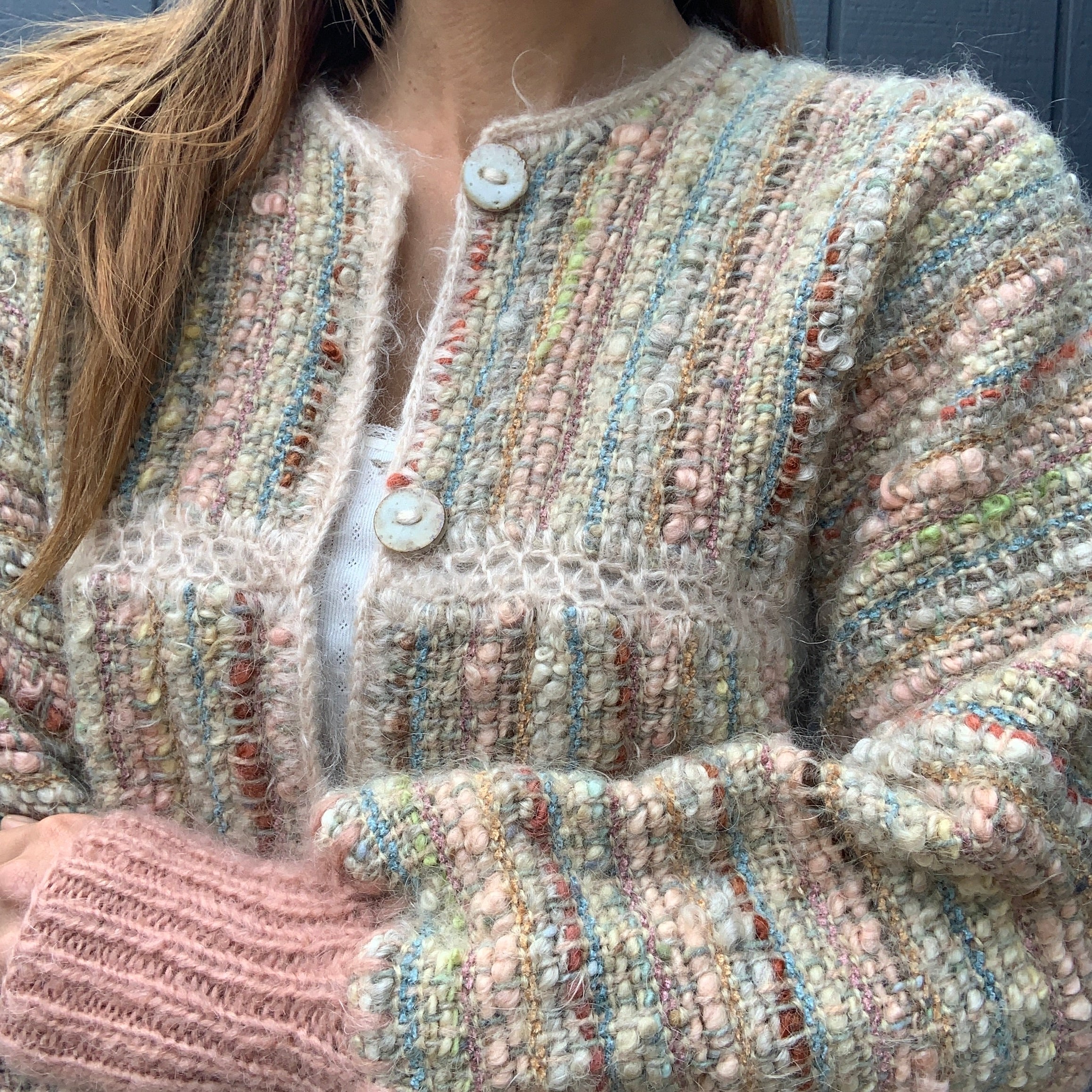 80s/90s Boucle Style Cardigan With Decorative Buttons - Image 4