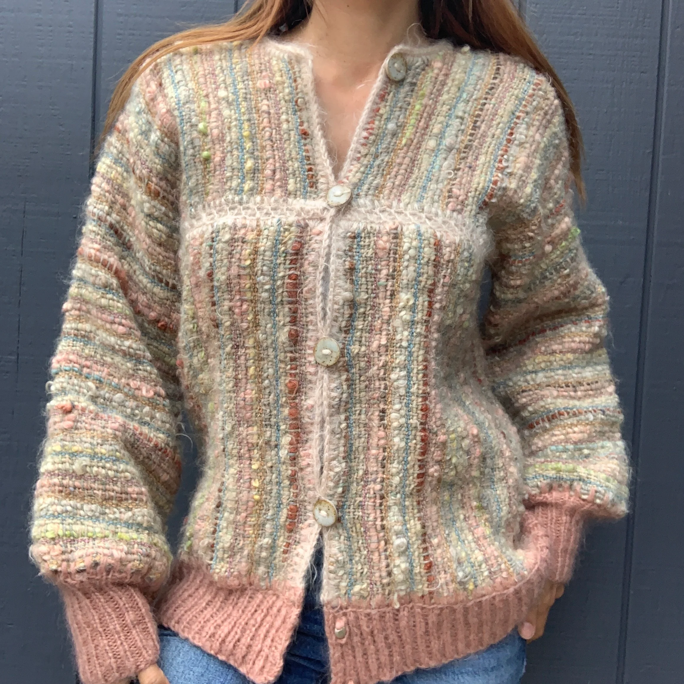 80s/90s Boucle Style Cardigan With Decorative Buttons - Image 5