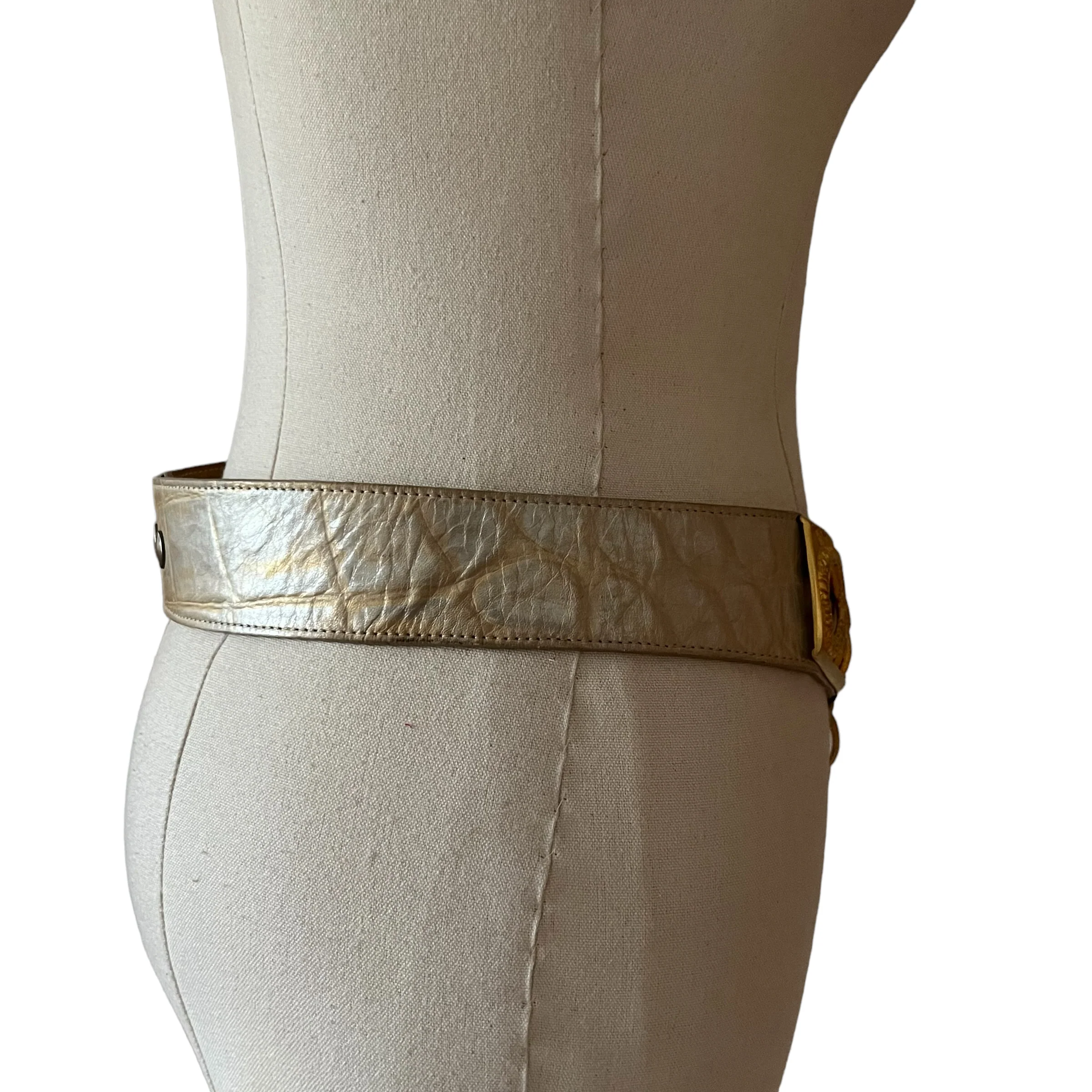 80s/90s Brass Brutalist Style Jeweled Encrusted Belt By Cachè - Image 4