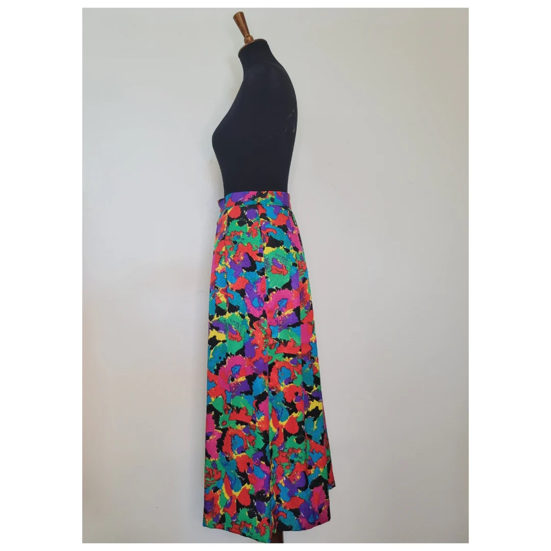 80s/90s Bright Abstract Pleated Maxi Skirt - Image 4