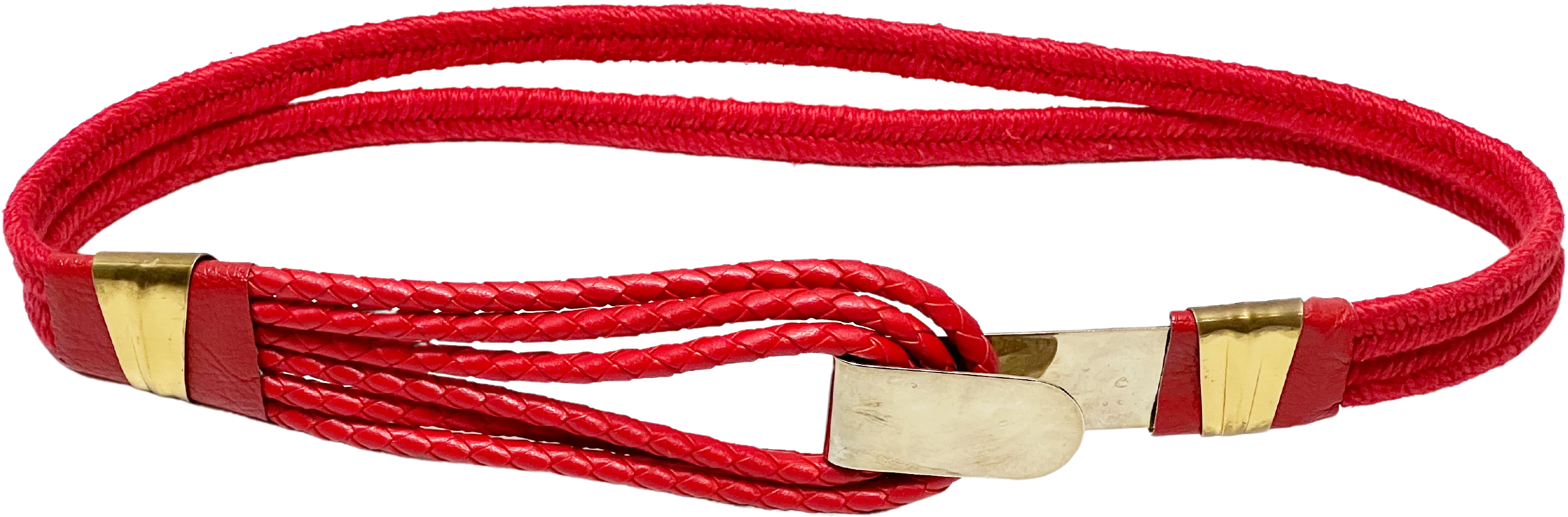 80s/90s Bright Red And Gold Tone Metal Statement Belt