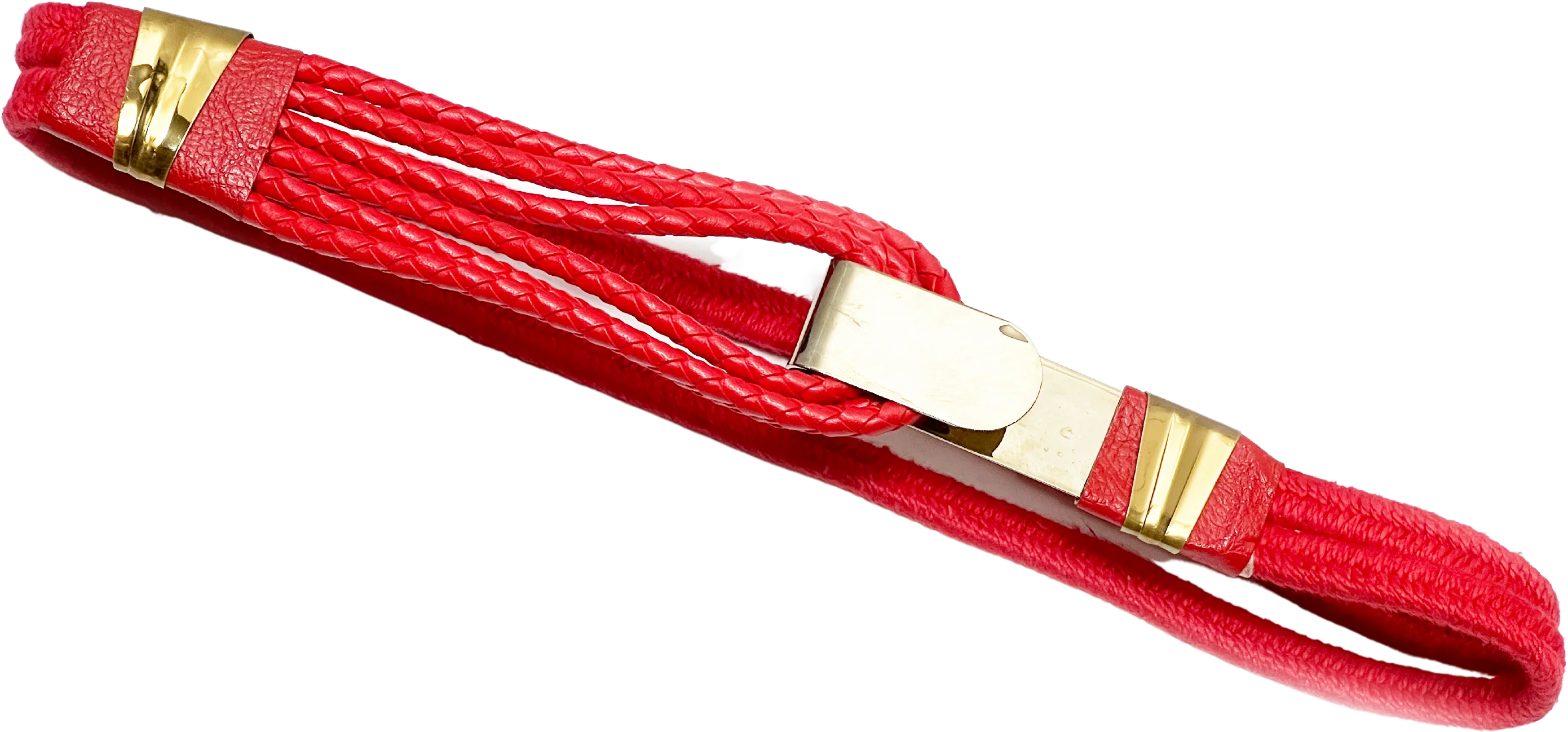 80s/90s Bright Red And Gold Tone Metal Statement Belt - Image 2
