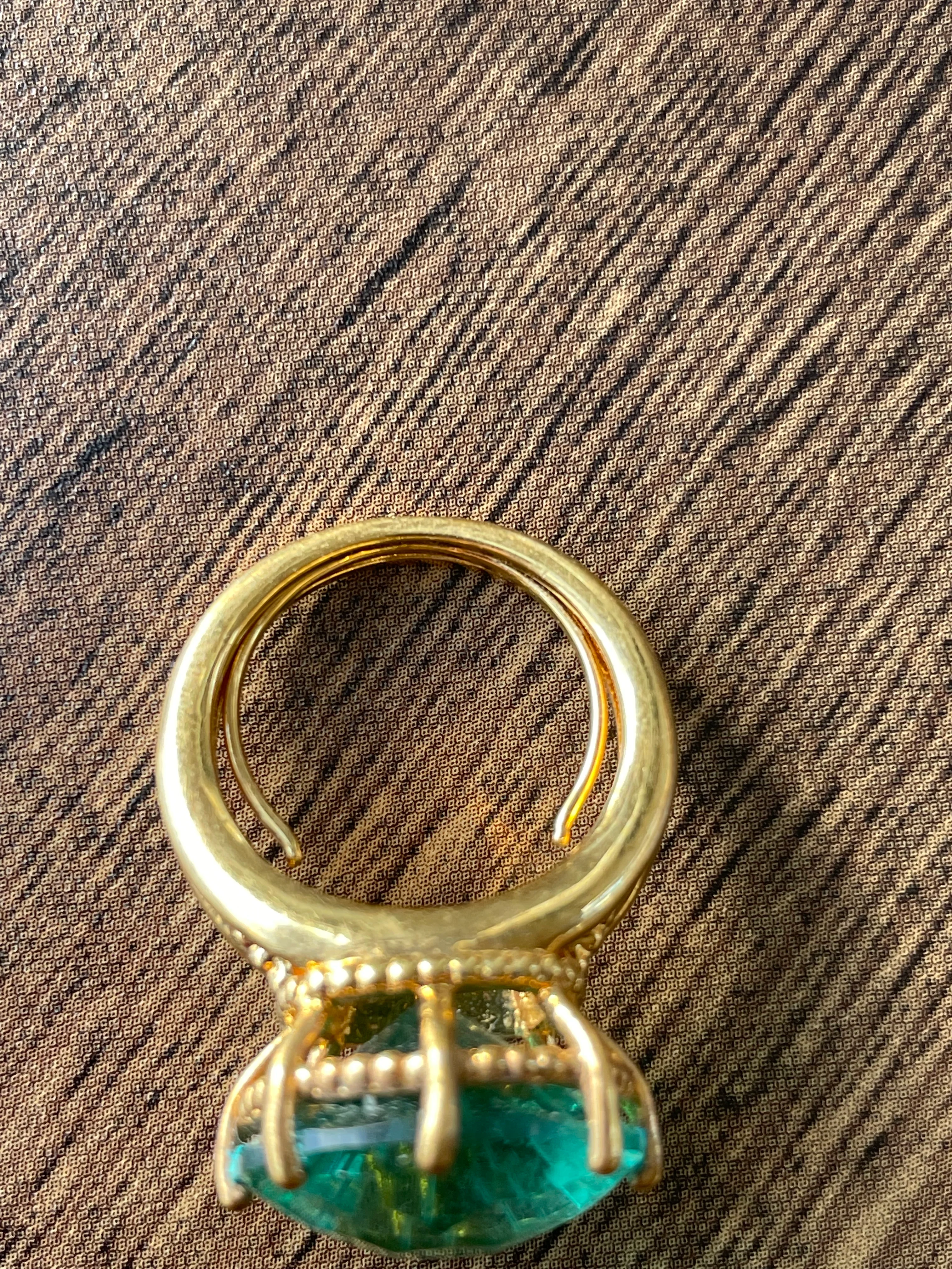 80s/90s Bright Teal Rhinestone Cocktail Ring By Nevada Silver Mines - Image 13