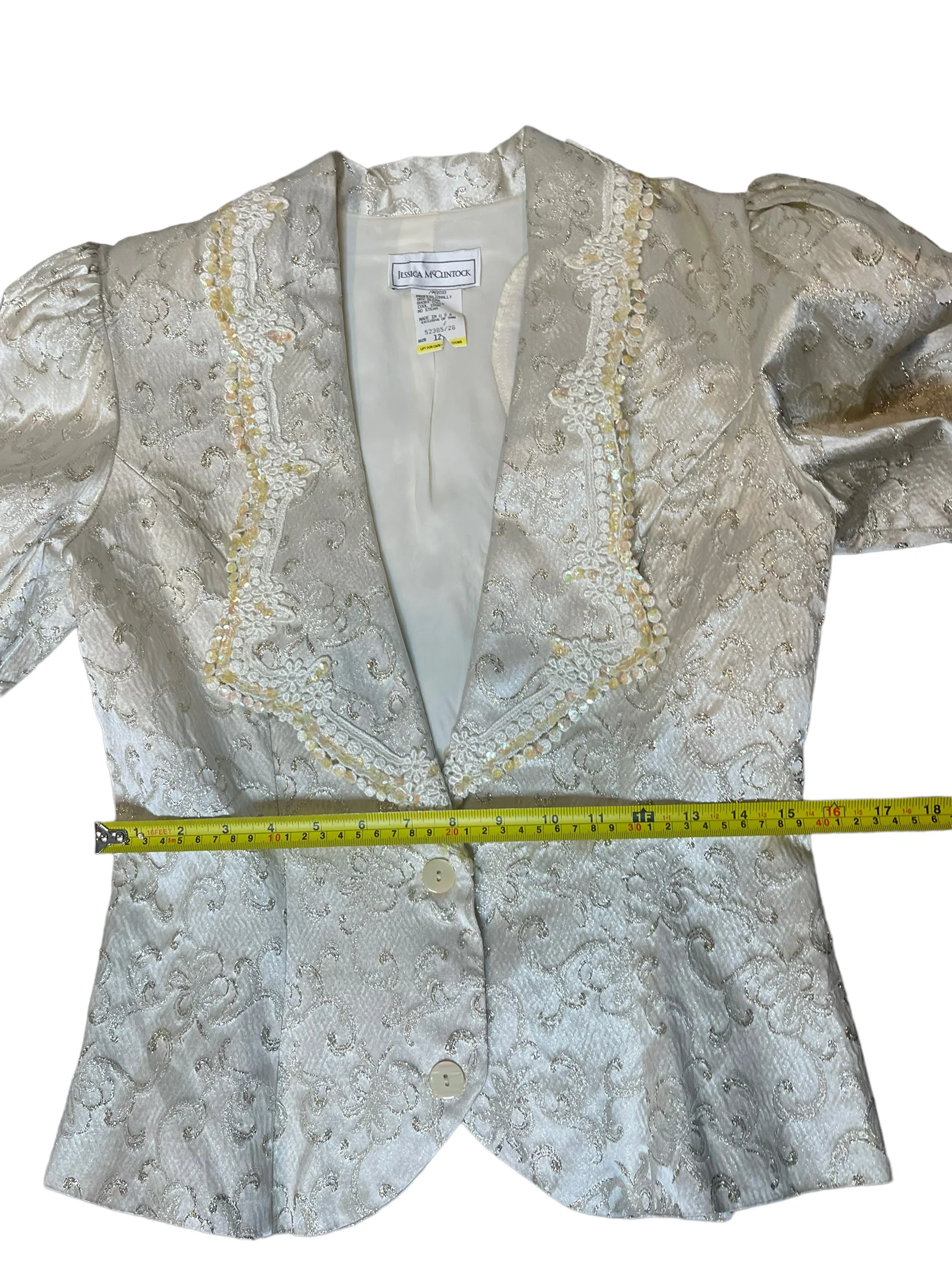 80s/90s Brocade Lace Beaded Sequin Bridal Dress Suit By Jessica McClintock - Image 15
