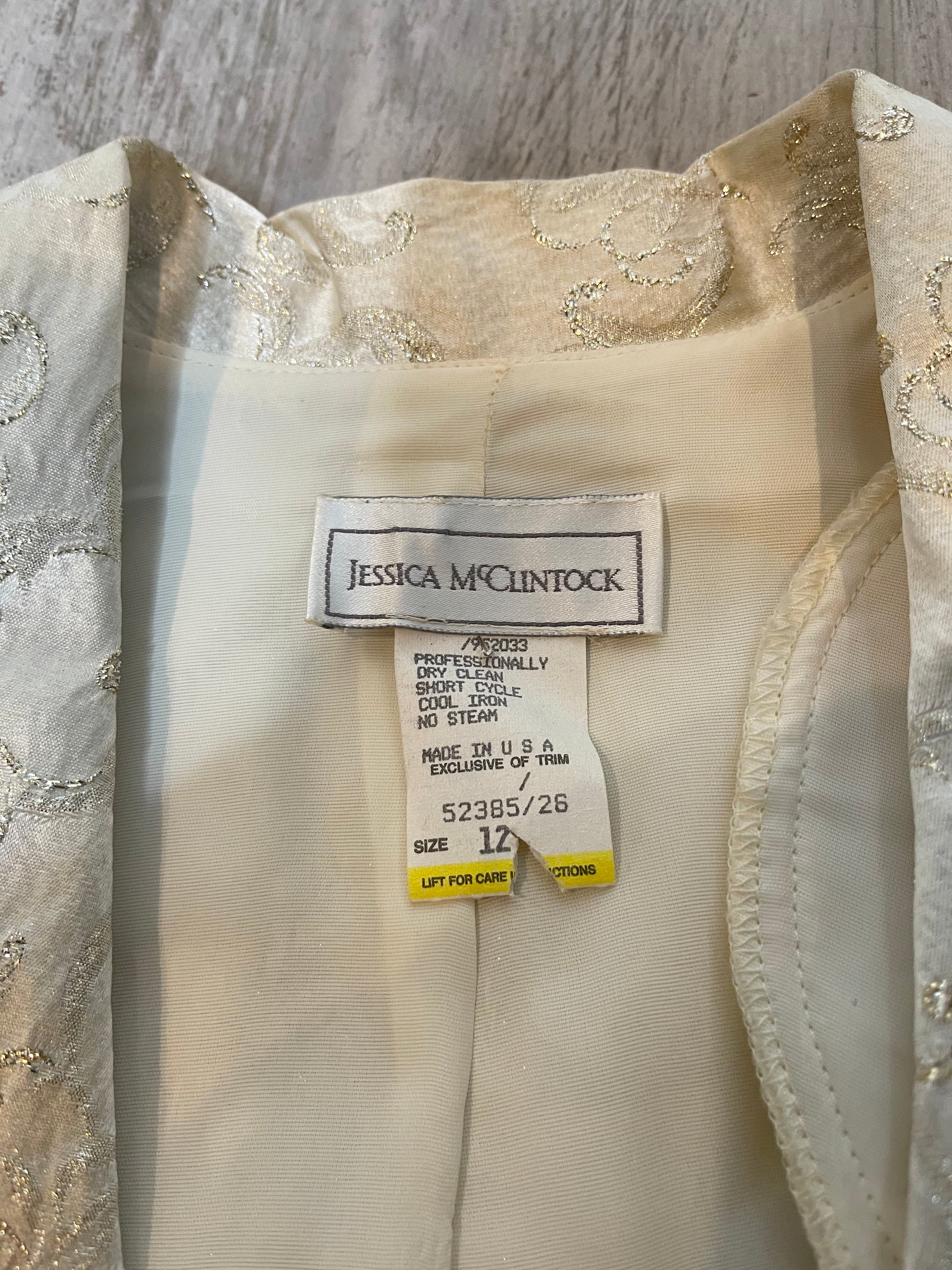 80s/90s Brocade Lace Beaded Sequin Bridal Dress Suit By Jessica McClintock - Image 19