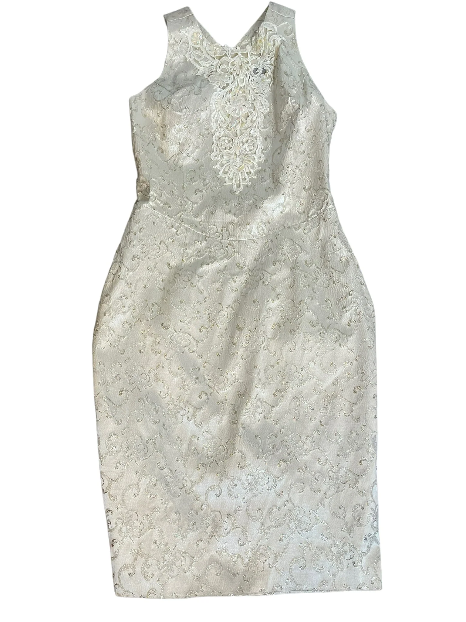 80s/90s Brocade Lace Beaded Sequin Bridal Dress Suit By Jessica McClintock - Image 7
