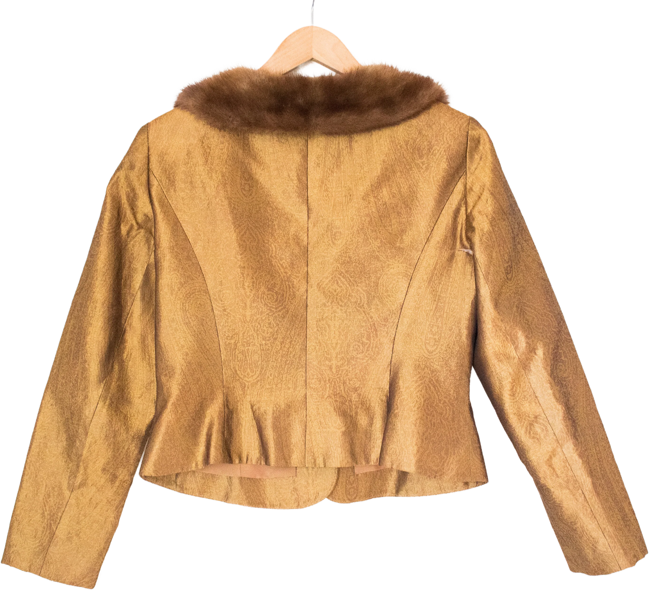 80s/90s Bronze Mink Fur Trimmed Button Down Blazer By Kay Unger Petites - Image 2