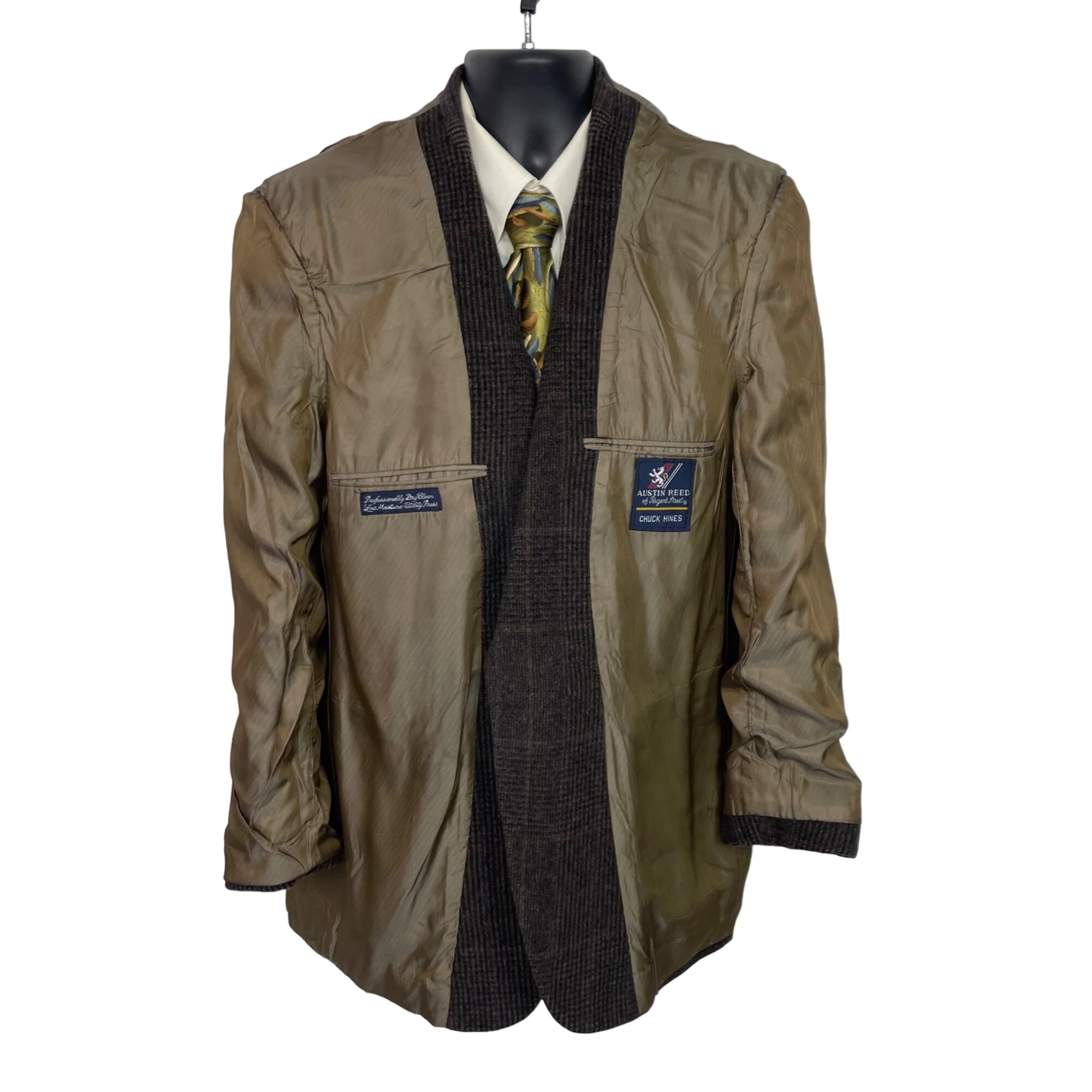 80s/90s Brown And Black Plaid 2 Button Single Vent Blazer By Austin Reed - Image 6