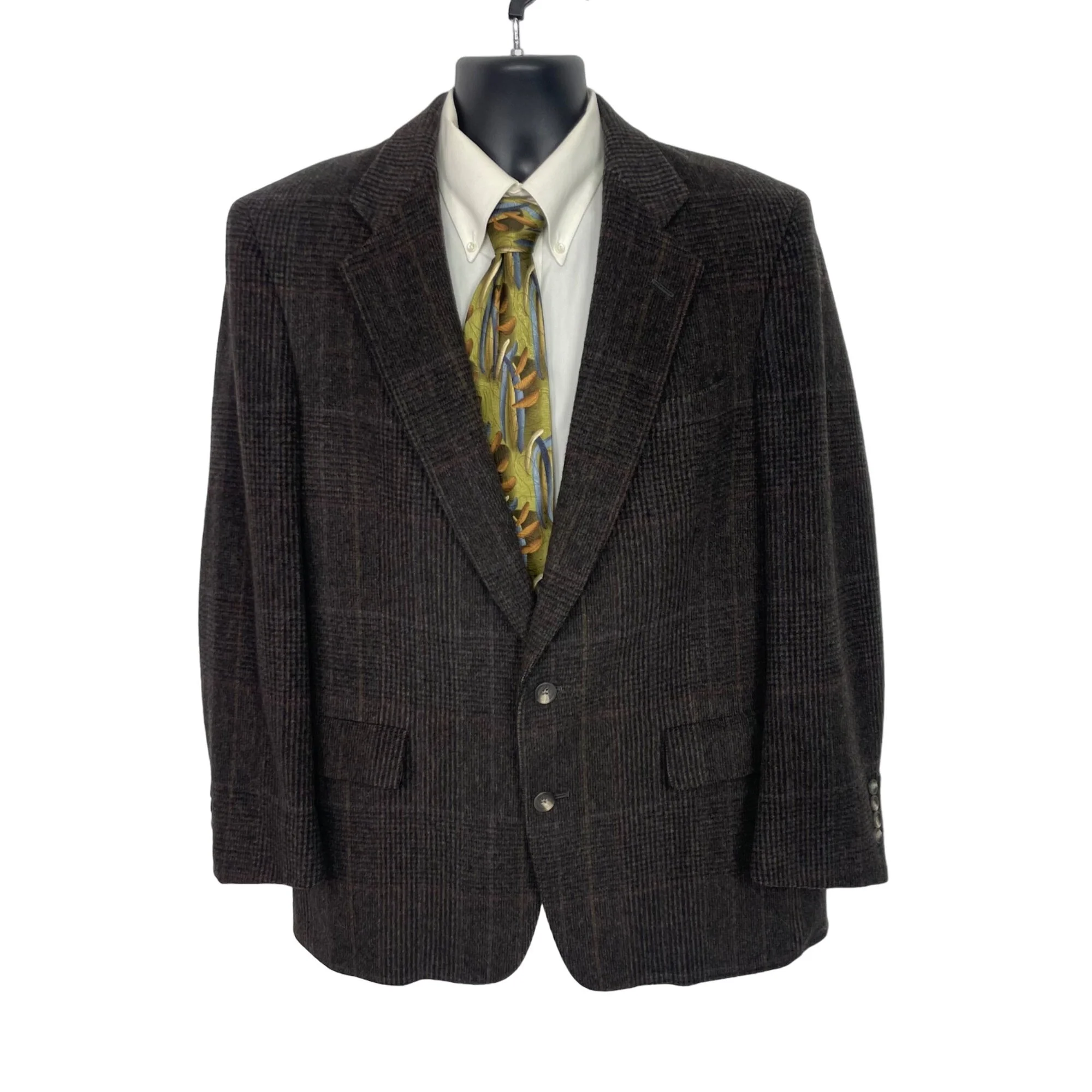 80s/90s Brown And Black Plaid 2 Button Single Vent Blazer By Austin Reed - Image 8