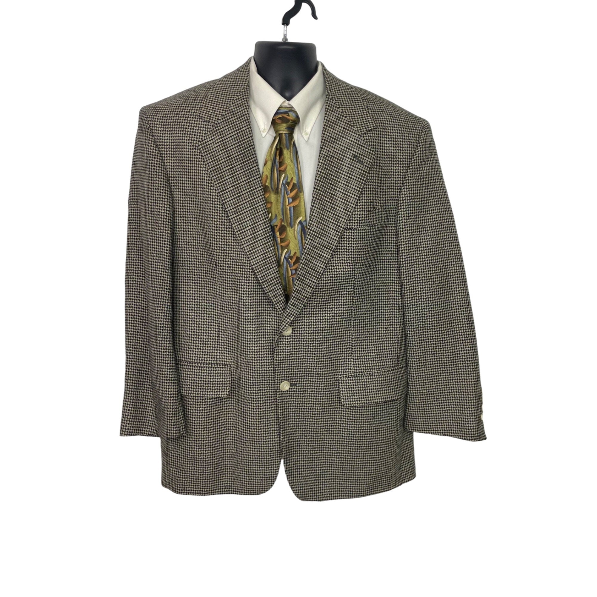 80s/90s Brown Houndstooth 2 Button Ventless Sport Coat By Chuck Hines - Image 8