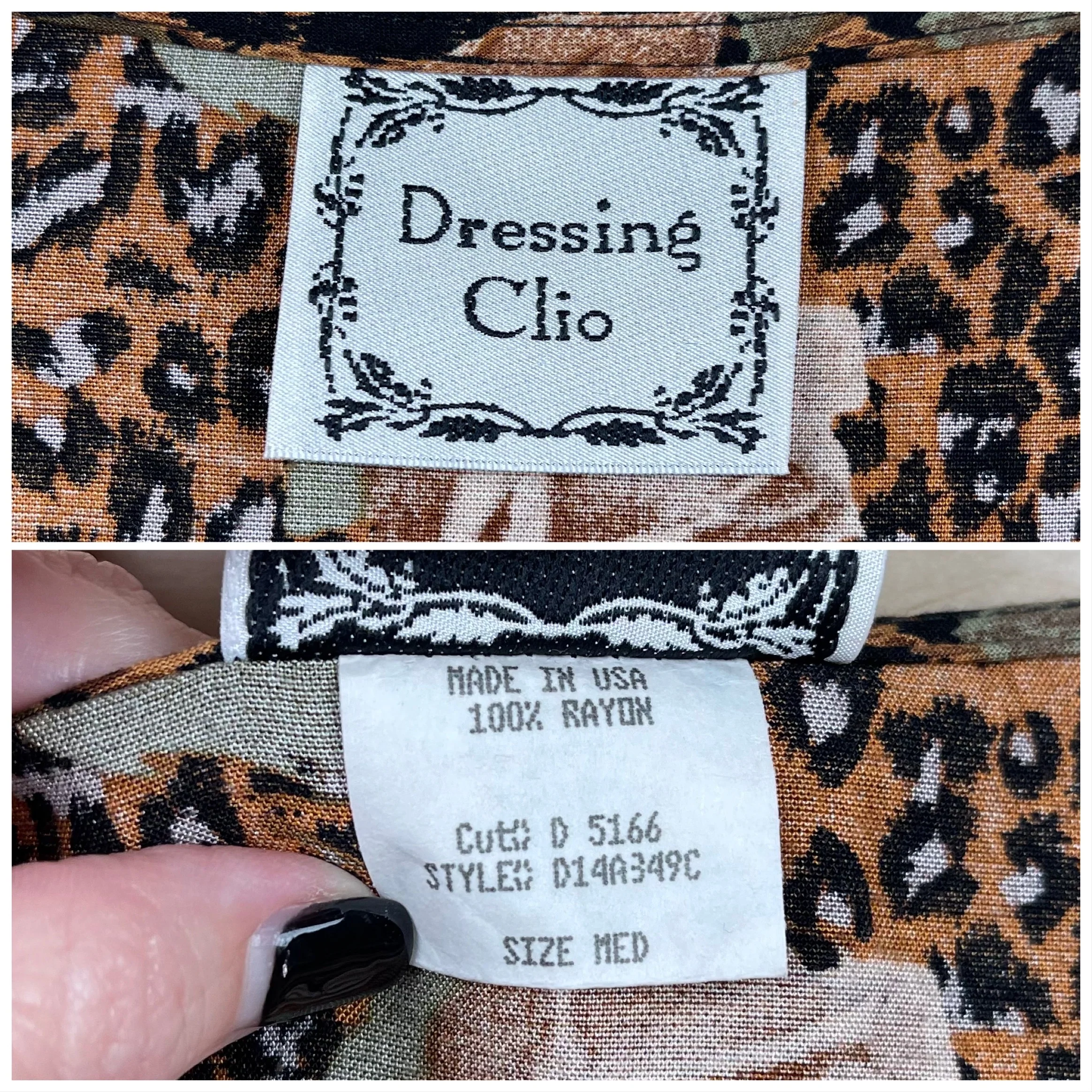 80s/90s Brown Leopard And Rose Print Babydoll Mini Dress By Dressing Clio - Image 6