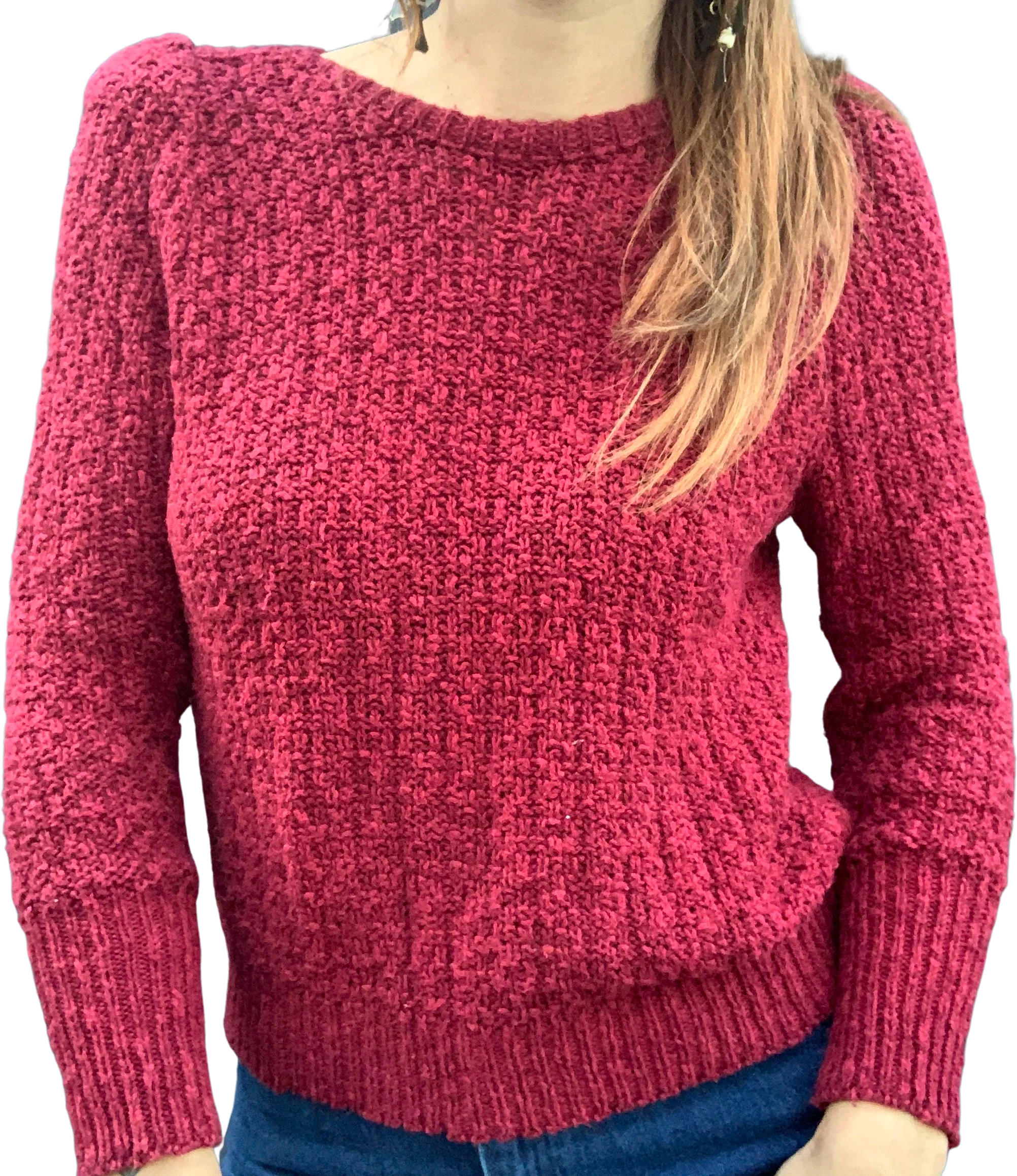 80s/90s Burgundy Raised Shoulder Sweater By Liz Claiborne