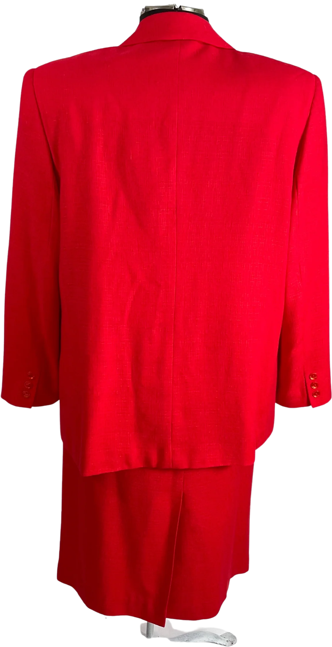 80s/90s Candy Apple Red Double Breast Skirt Suit - Image 2