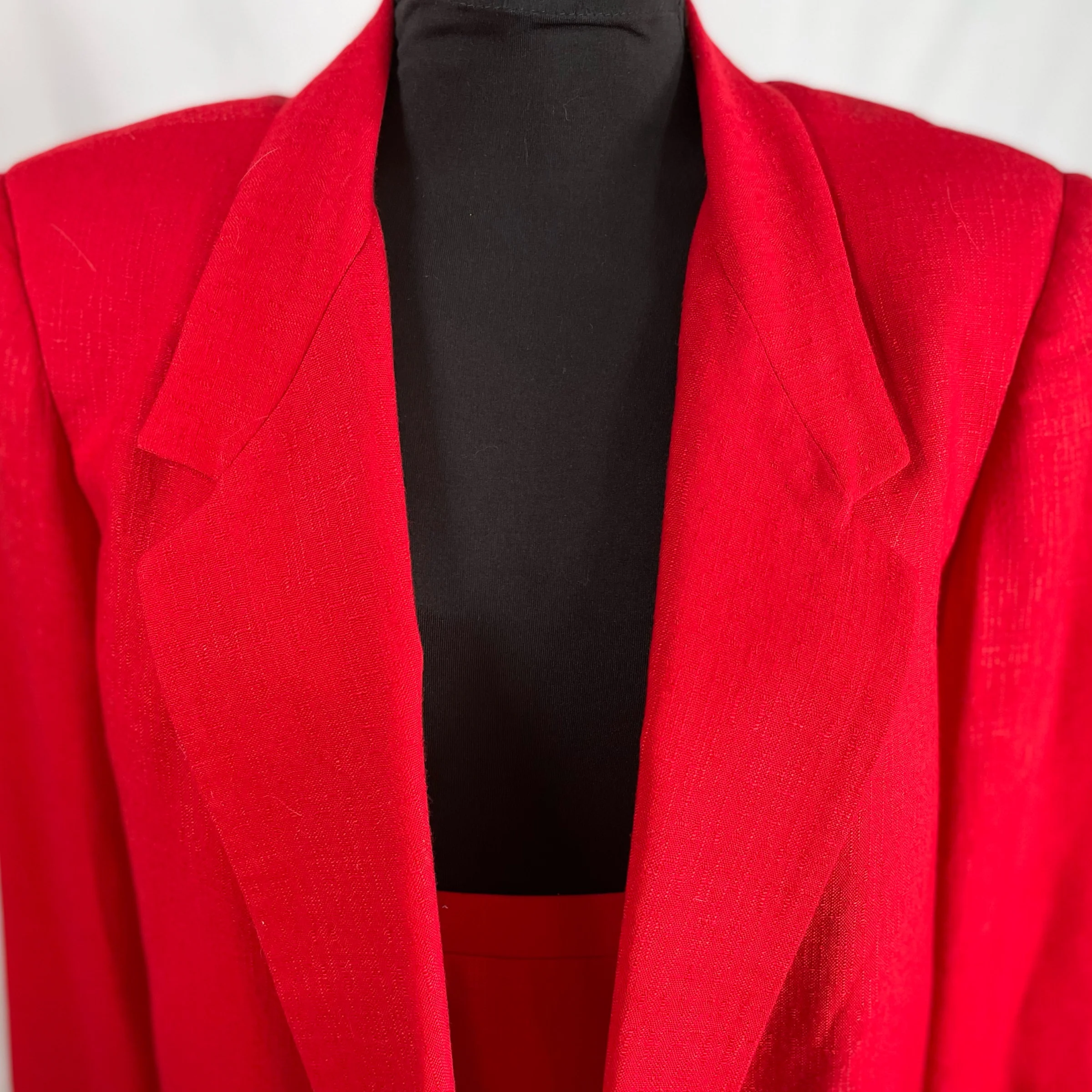 80s/90s Candy Apple Red Double Breast Skirt Suit - Image 6