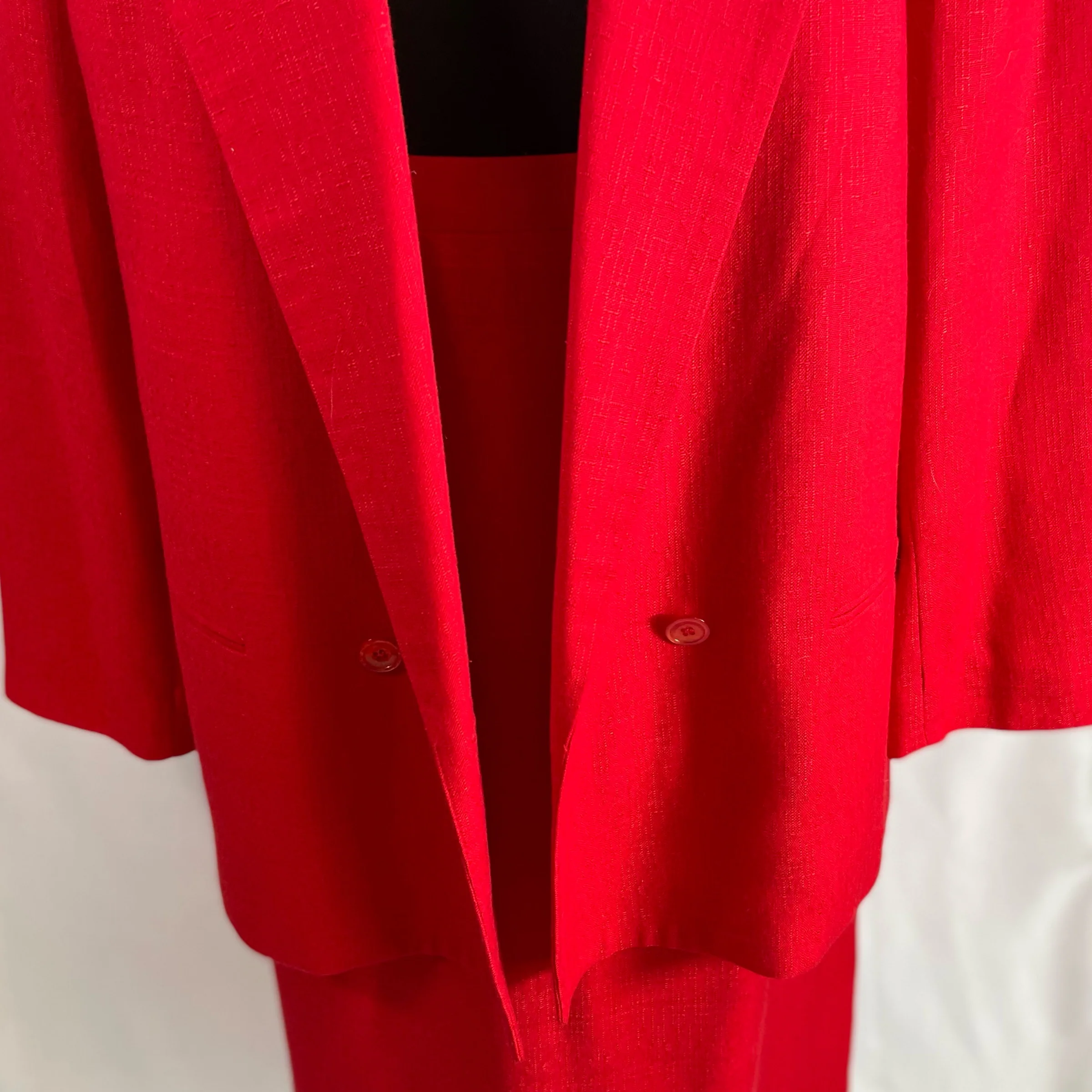 80s/90s Candy Apple Red Double Breast Skirt Suit - Image 7