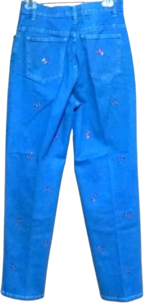 80s/90s Candy Cane Accents Cotton Spandex Blue Denim Jeans By The Quacker Factory - Image 2
