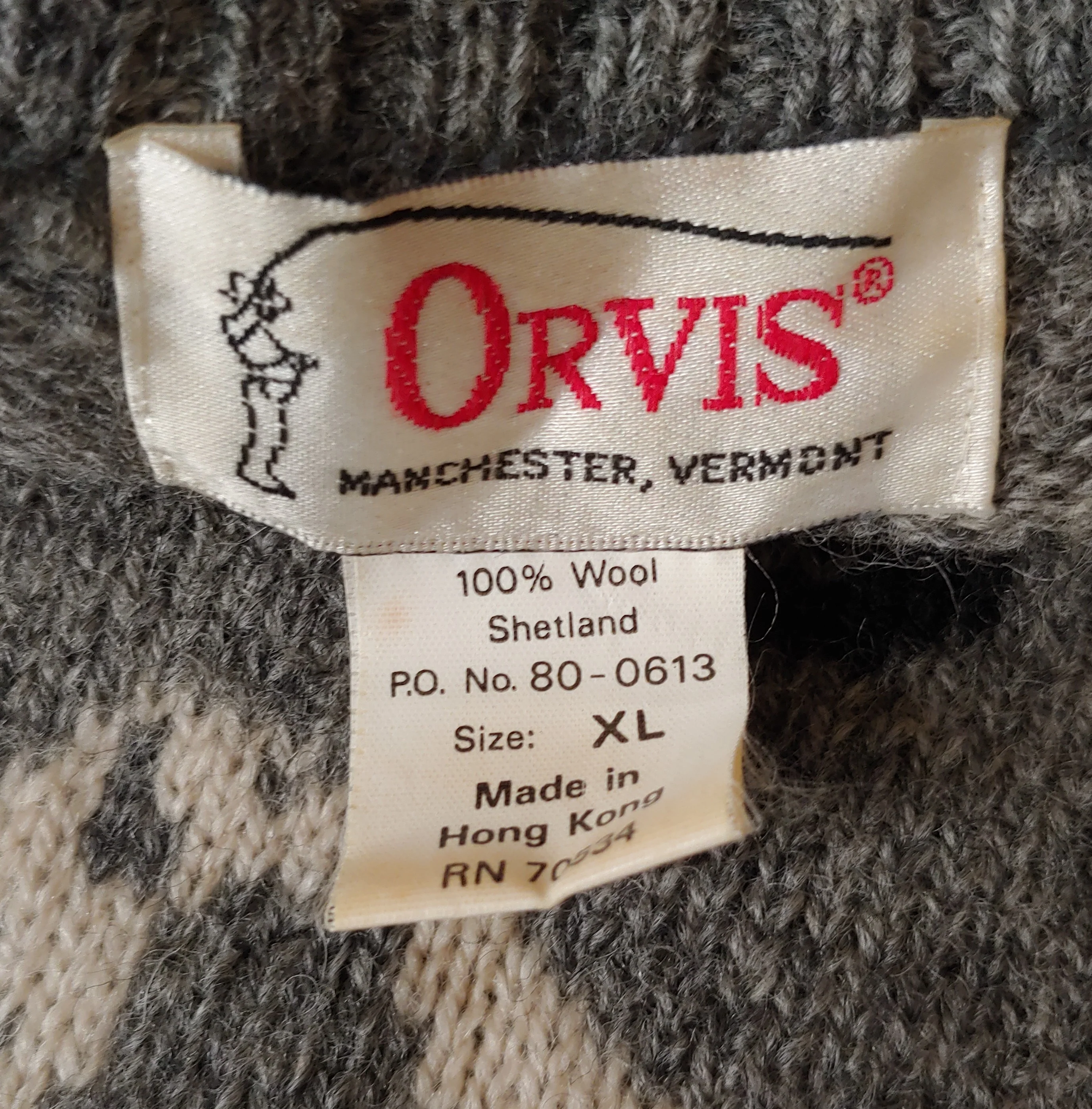 80s/90s Cats And Dogs Wool Pullover Sweater Xl Gray Black By Orvis - Image 6