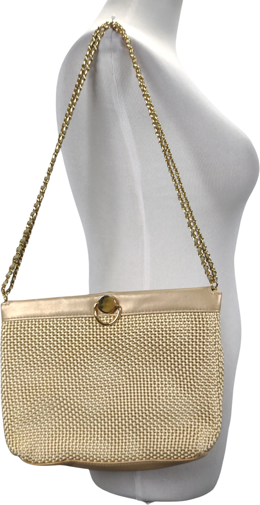 80s/90s Chain Strap Satin Faux Leather Evening Purse - Image 2