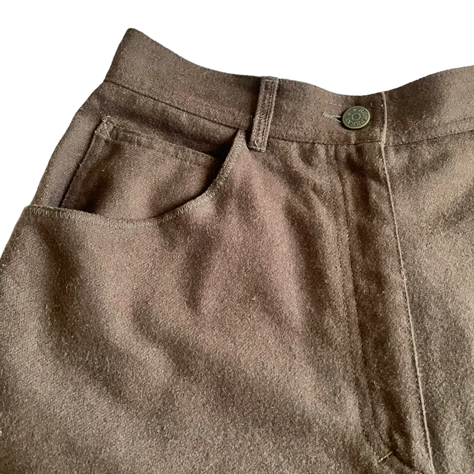 80s/90s Chocolate Brown Wool Blend High Rise Shorts By New Penny - Image 3