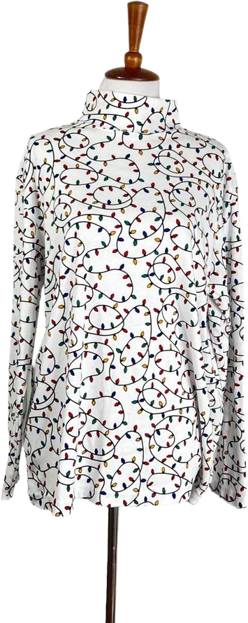 80s/90s Christmas Lights Mock Turtleneck Xl By Holiday Time
