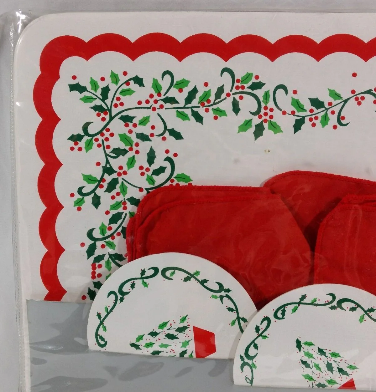 80s/90s Christmas Place Settings Placement Napkins Coaster By Lintex - Image 2