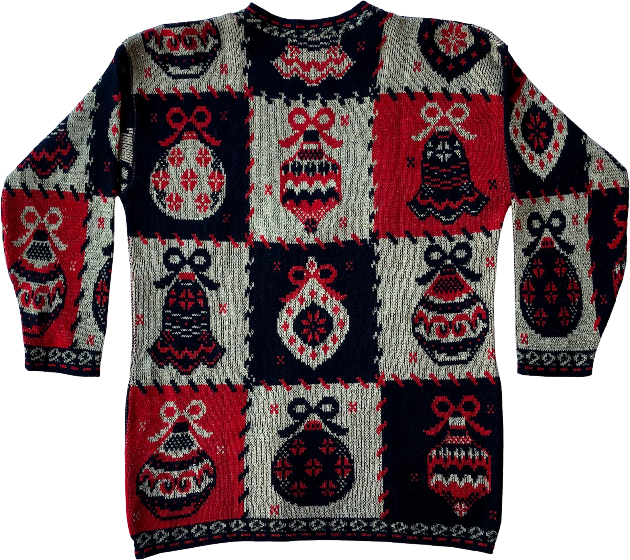 80s/90s Christmas Sweater Metallic Gold Red Black Size M By Dana Scott - Image 2