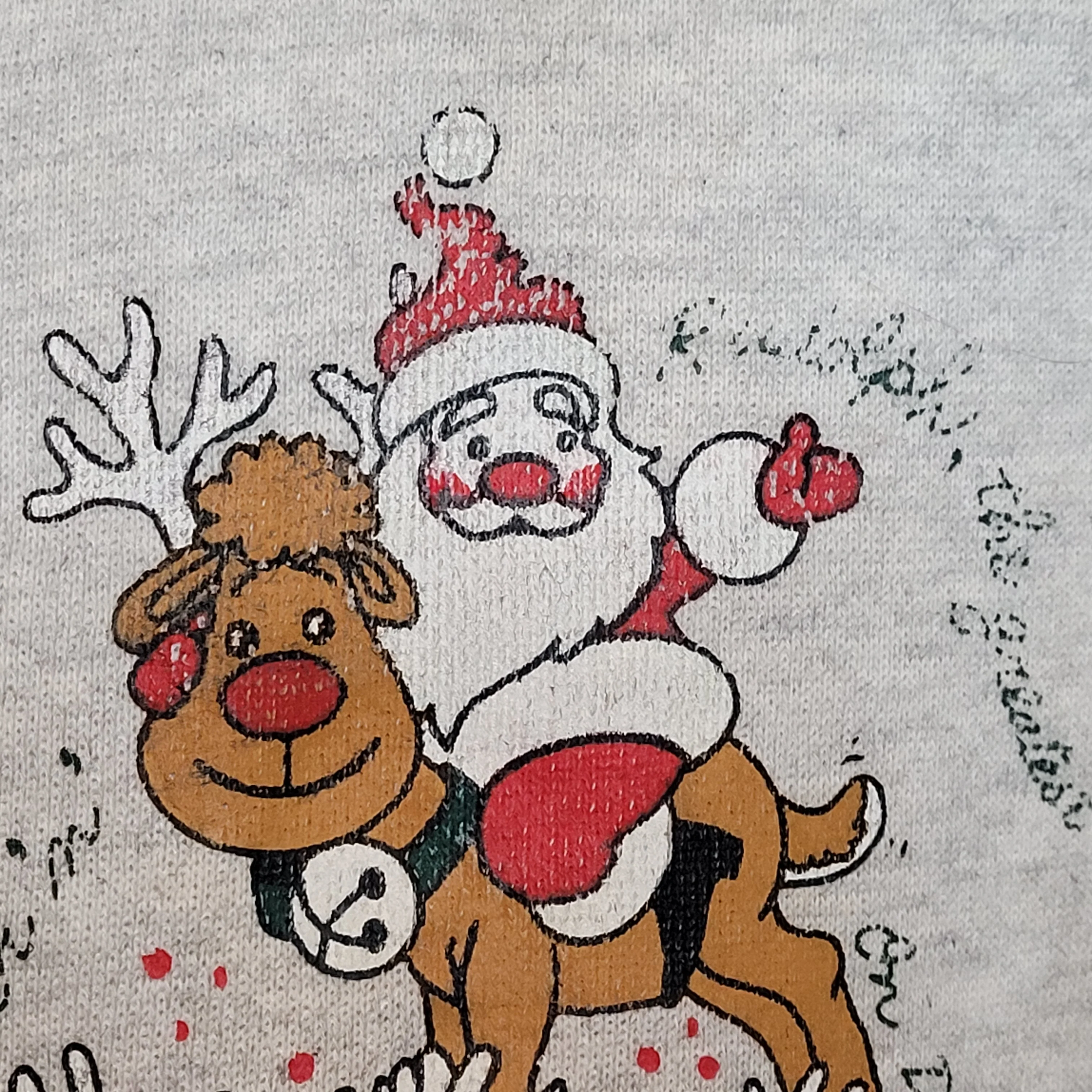 80s/90s Christmas Sweatshirt Santa Reindeer Retro Adult Xl By Hanes - Image 4