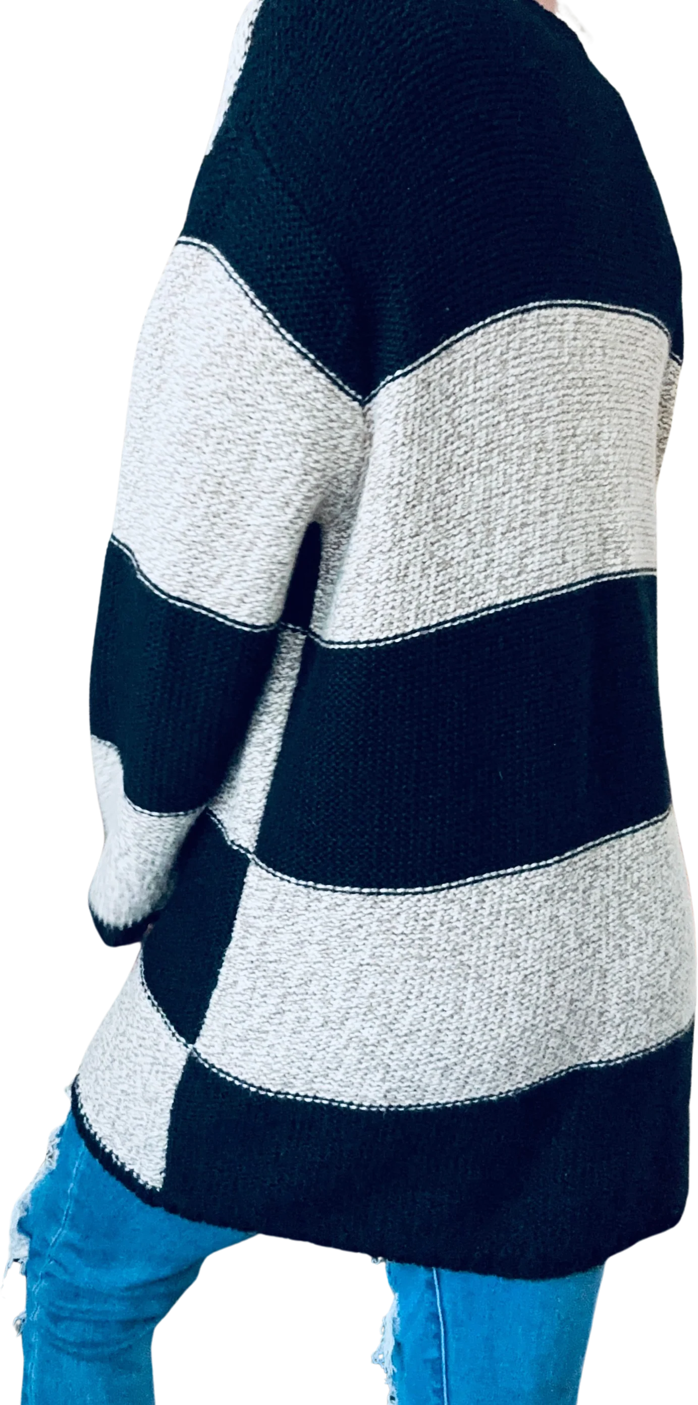 80s/90s Chunky Heavy Knit Colorblock Tunic Sweater By Paul Harris Design - Image 2