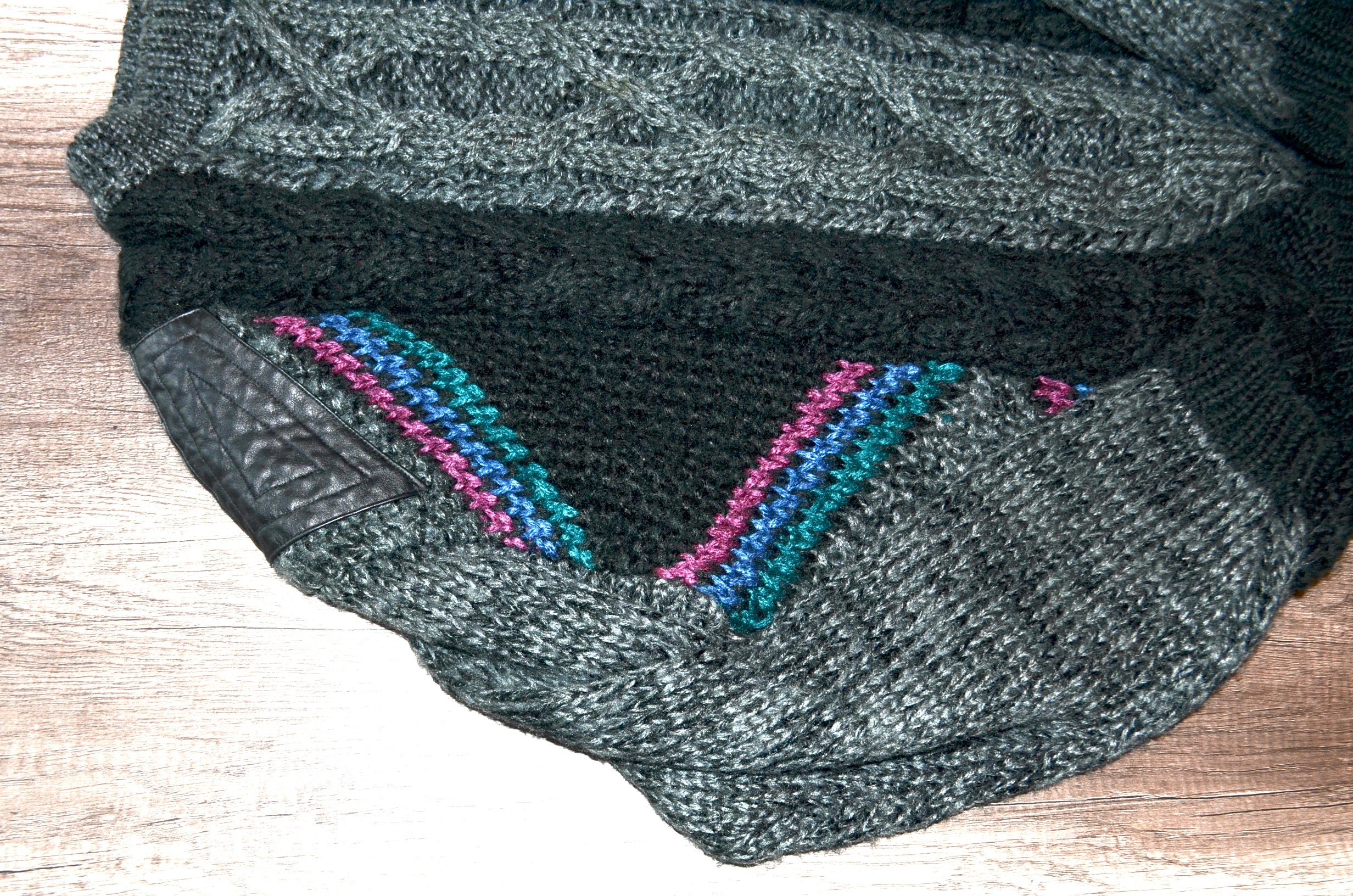 80s/90s Chunky Knit Oversized Sweater Leather Patch By Street Scene - Image 11