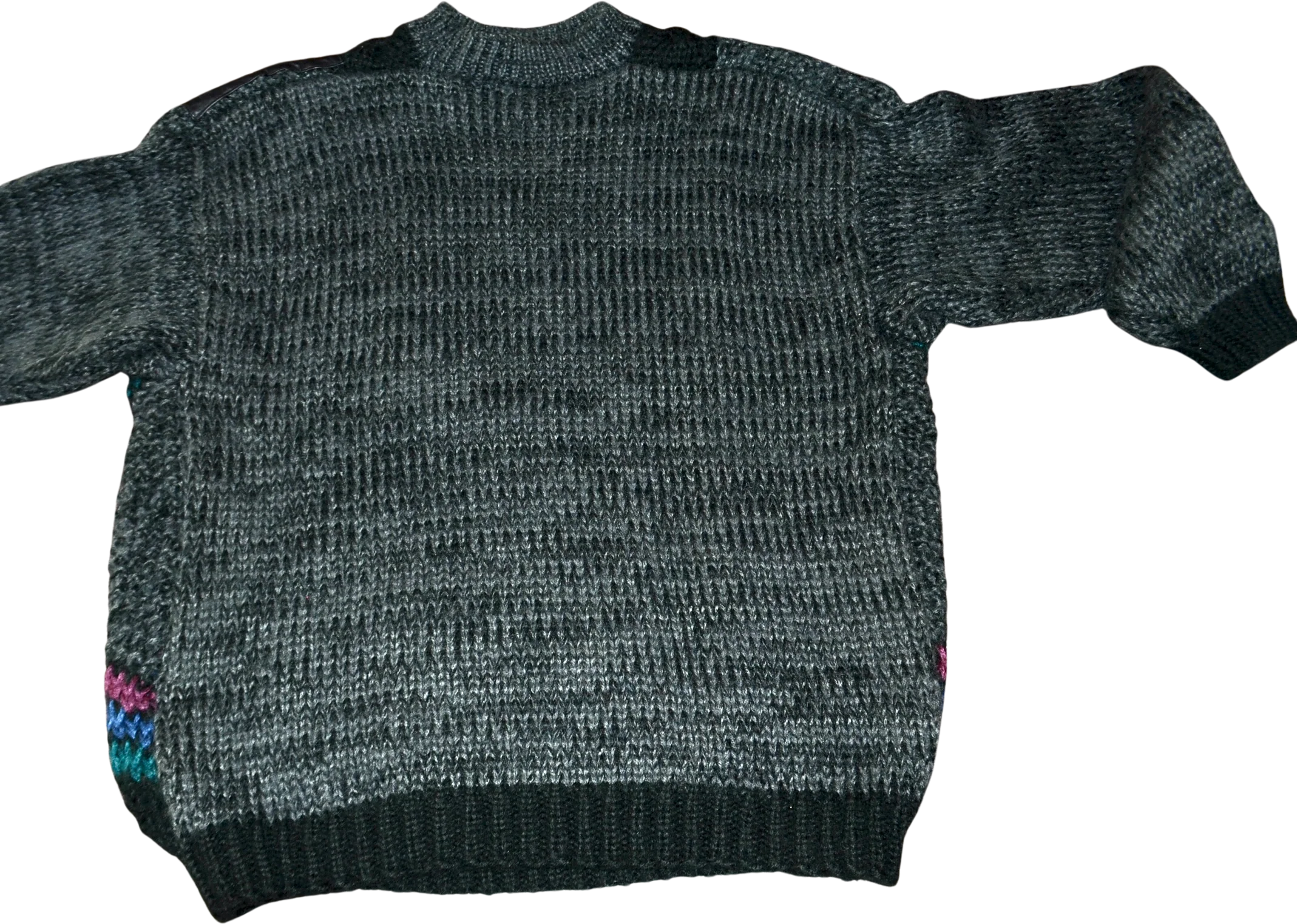80s/90s Chunky Knit Oversized Sweater Leather Patch By Street Scene - Image 2