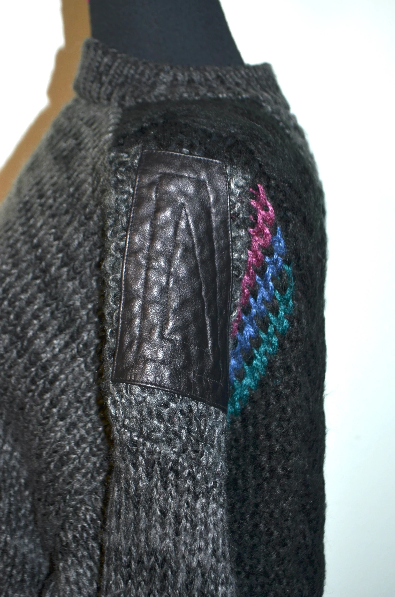 80s/90s Chunky Knit Oversized Sweater Leather Patch By Street Scene - Image 4