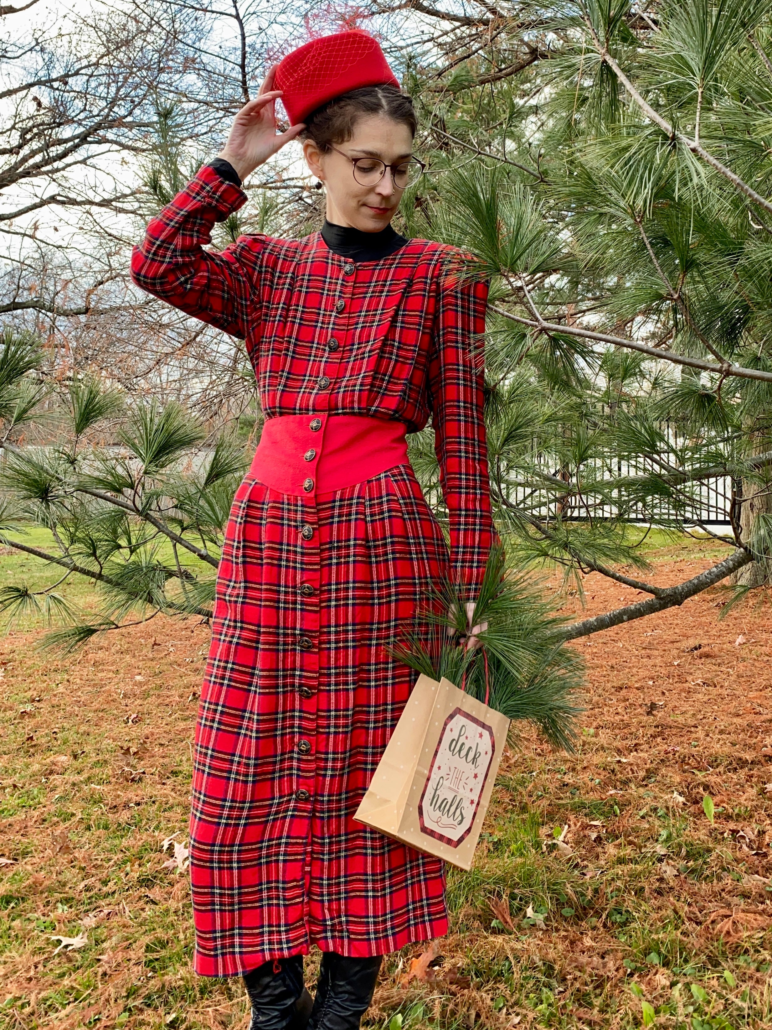 80s/90s Classical Plaid Long Sleeve Midi Dress By Success Dress - Image 3