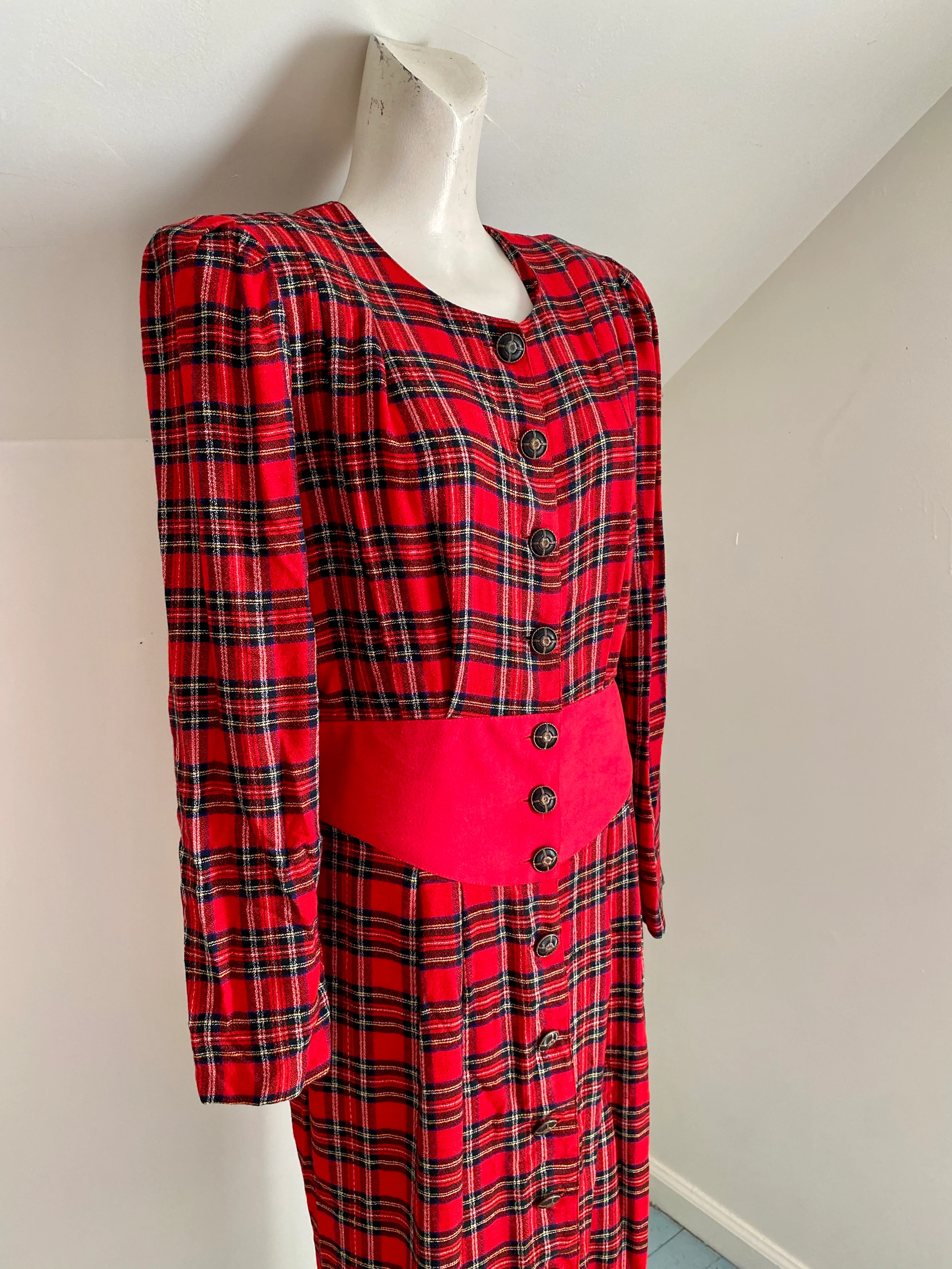 80s/90s Classical Plaid Long Sleeve Midi Dress By Success Dress - Image 8