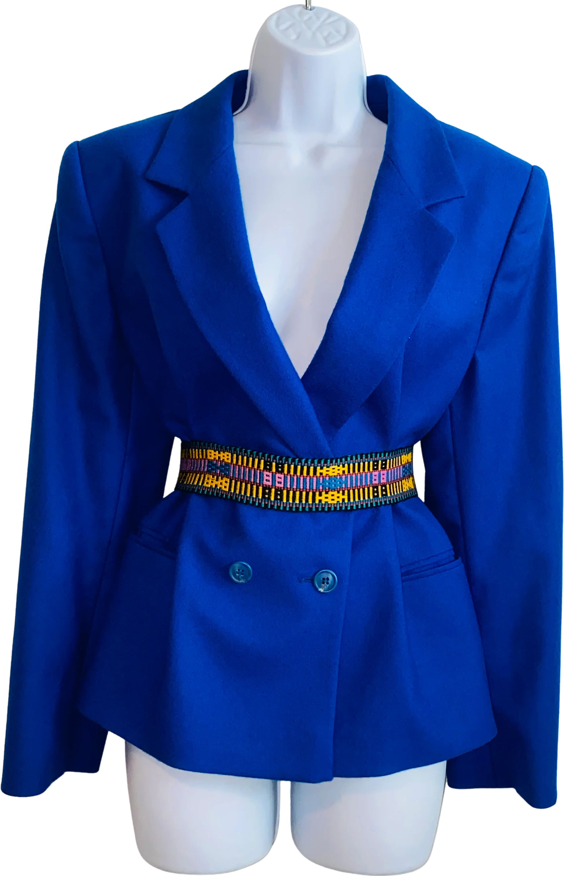 80s/90s Cobalt Blue Double Breasted Blazer By Giorgio Saint Angelo - Image 3