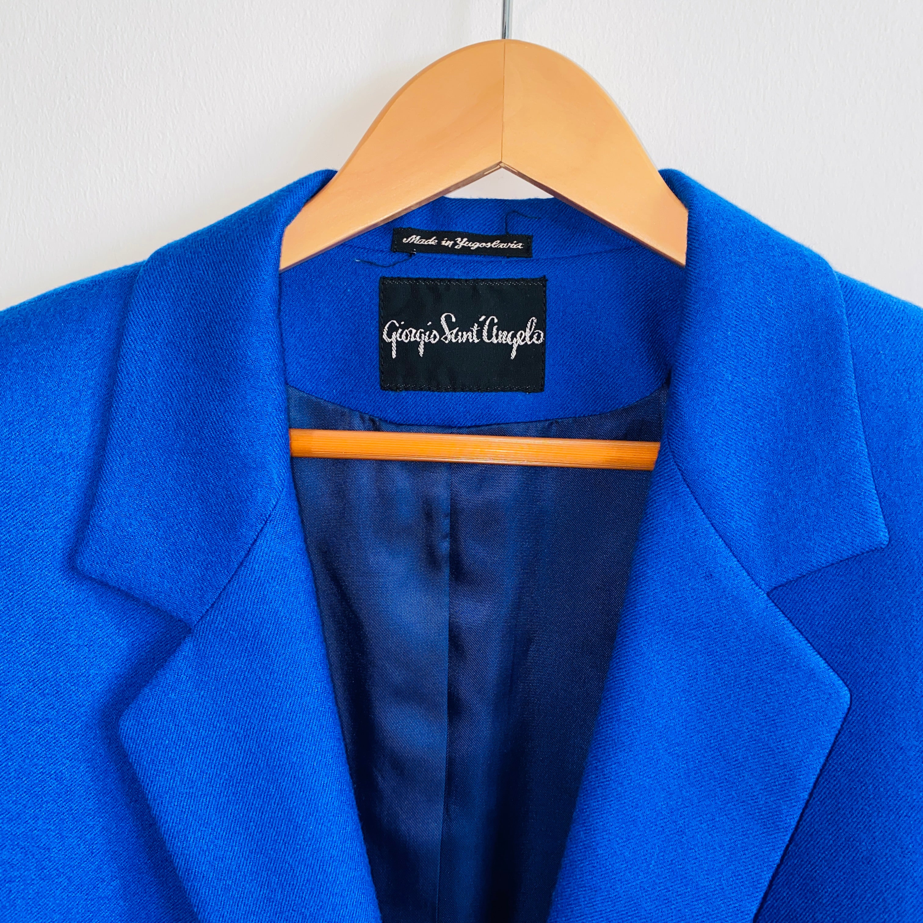 80s/90s Cobalt Blue Double Breasted Blazer By Giorgio Saint Angelo - Image 4
