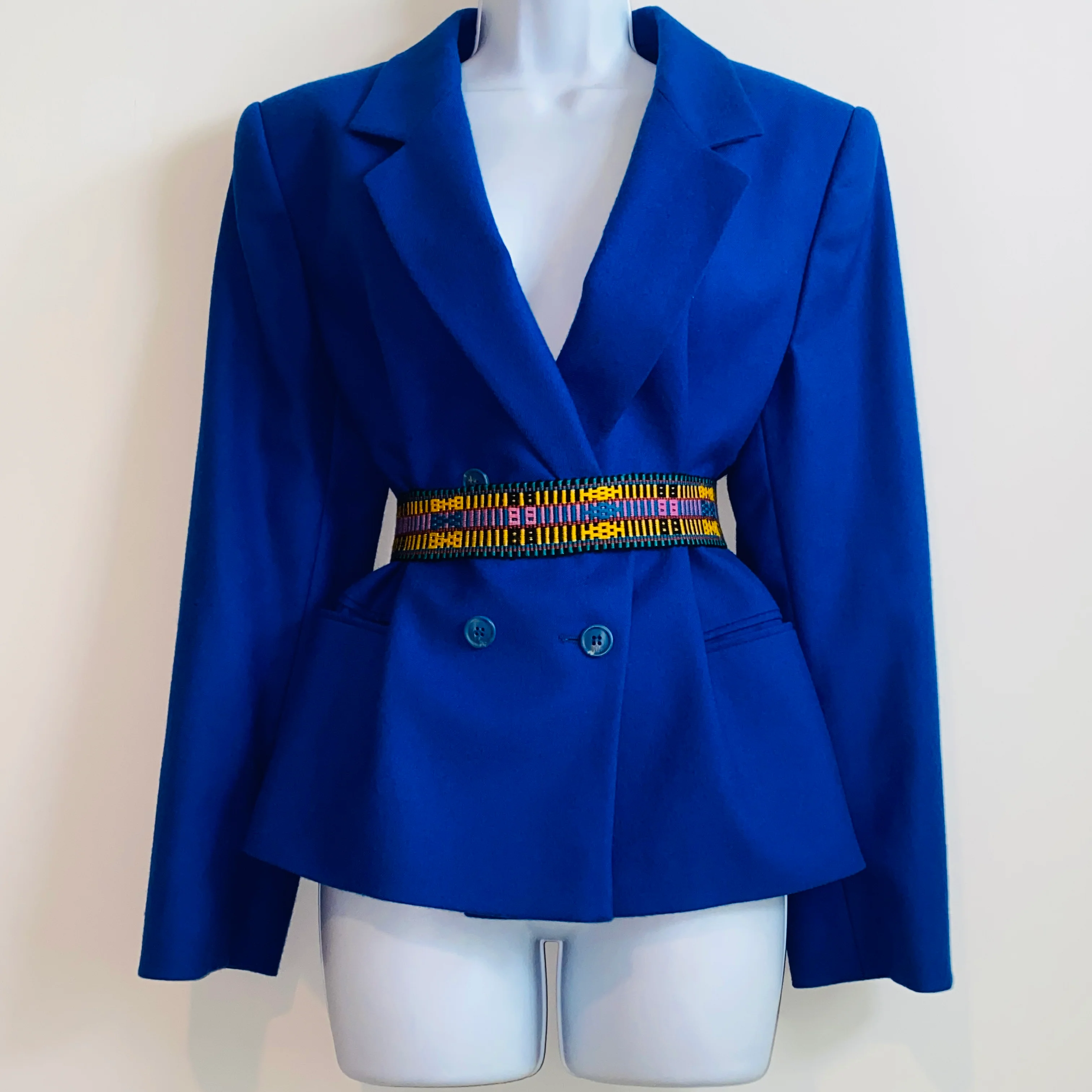 80s/90s Cobalt Blue Double Breasted Blazer By Giorgio Saint Angelo - Image 6
