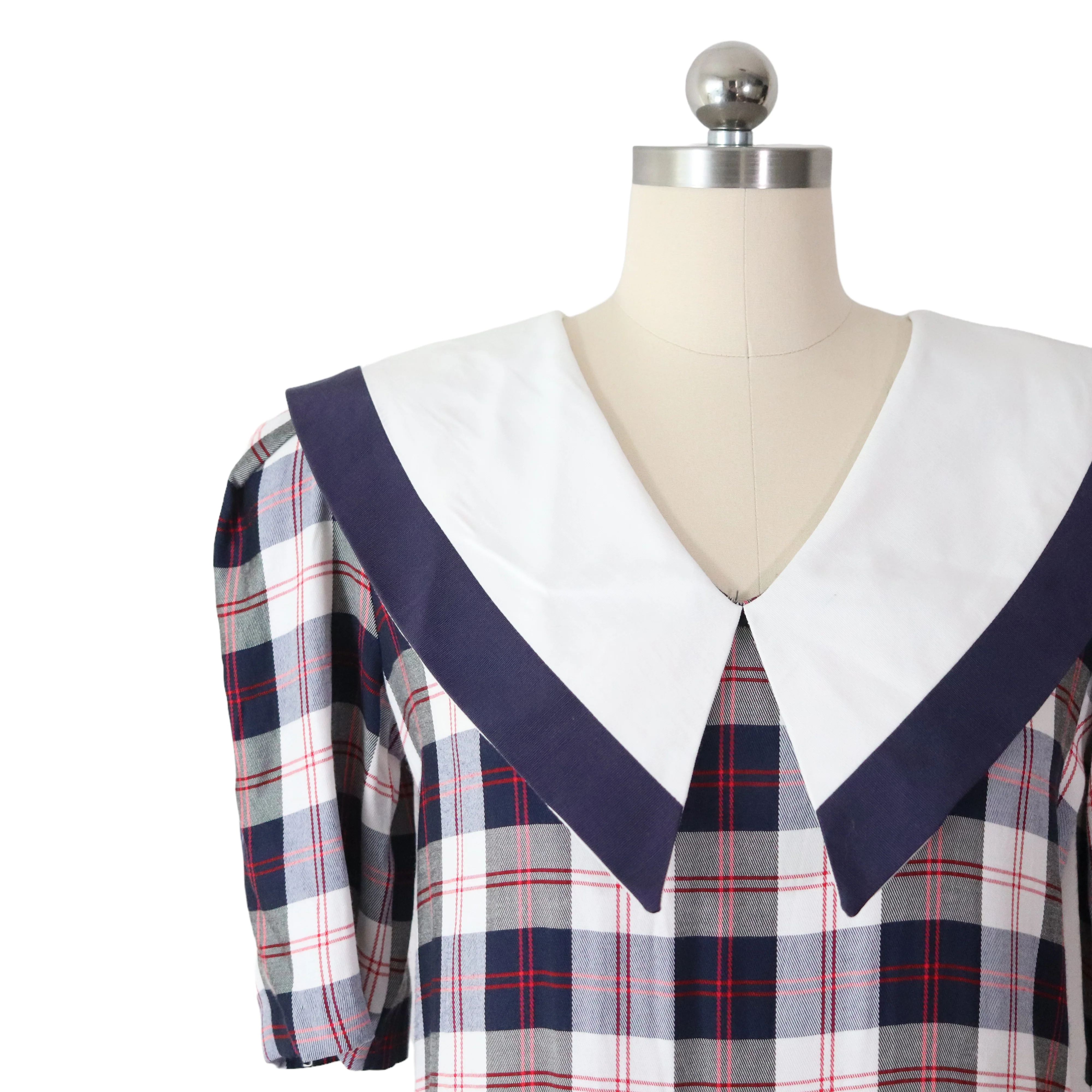 80s/90s Collared Plaid Drop Waist Dress Deadstock New Nwt By Misty Lane - Image 4
