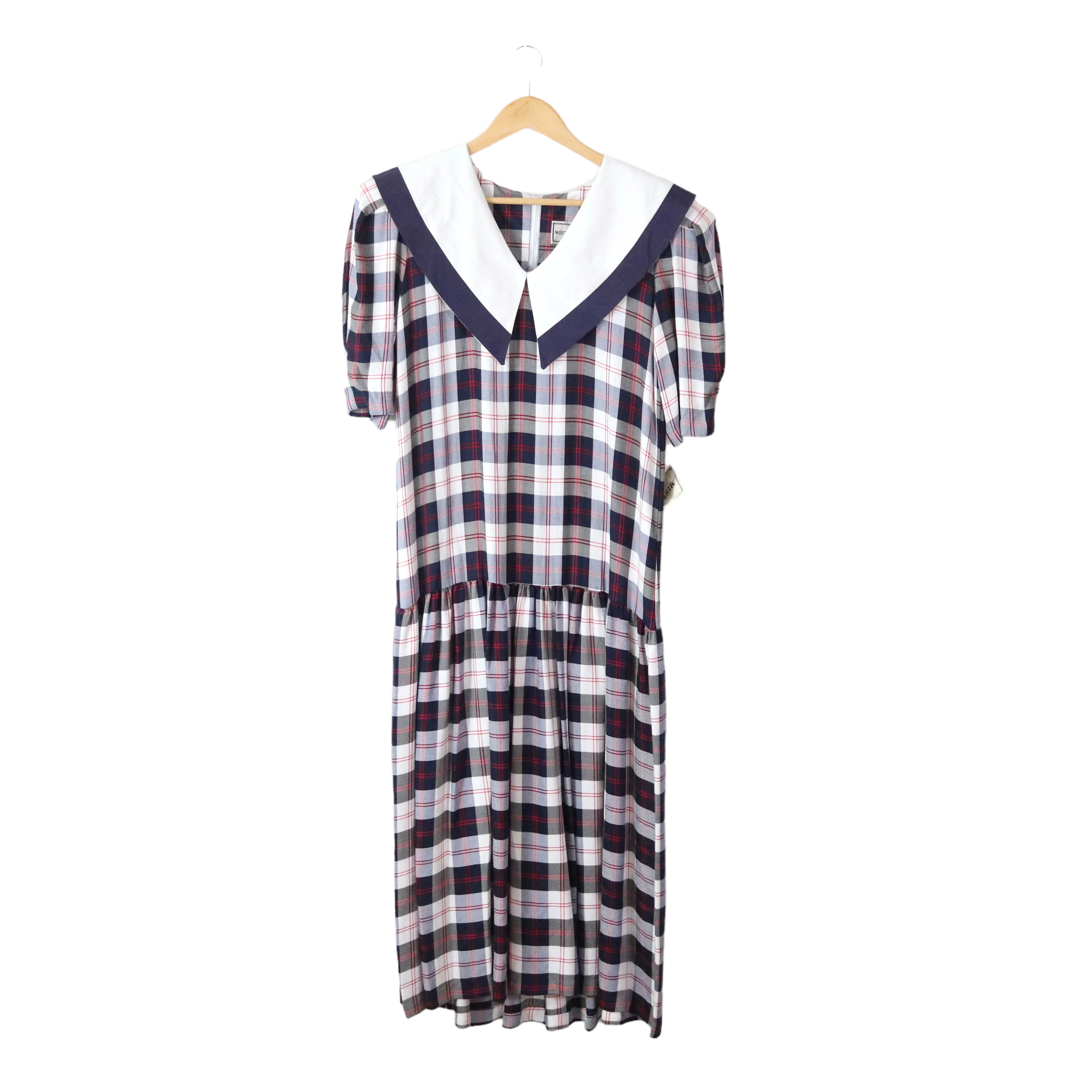 80s/90s Collared Plaid Drop Waist Dress Deadstock New Nwt By Misty Lane - Image 6