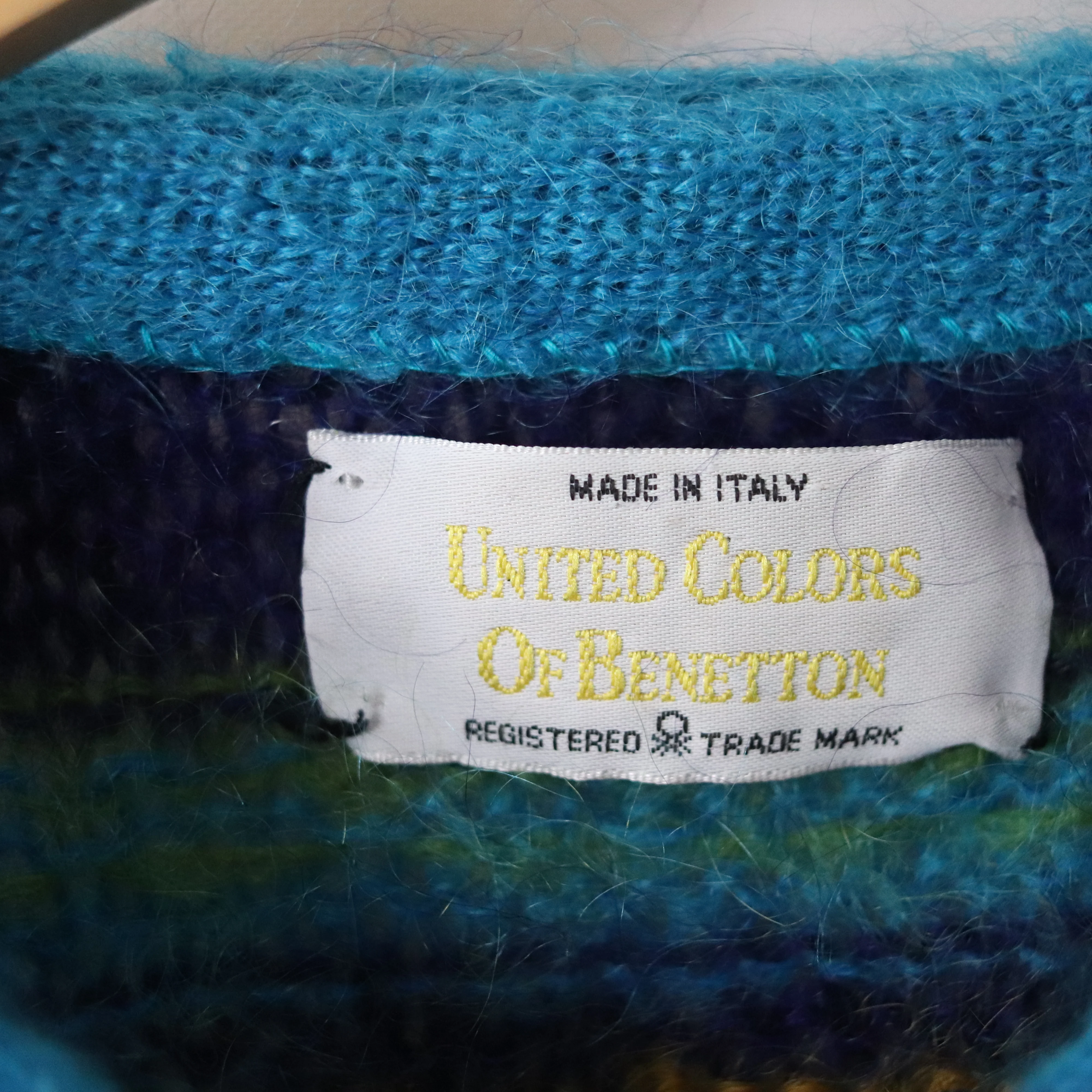 80s/90s Colorful Fair Isle Italian Mohair Cardigan Sweater By United Colors of Benetton - Image 8