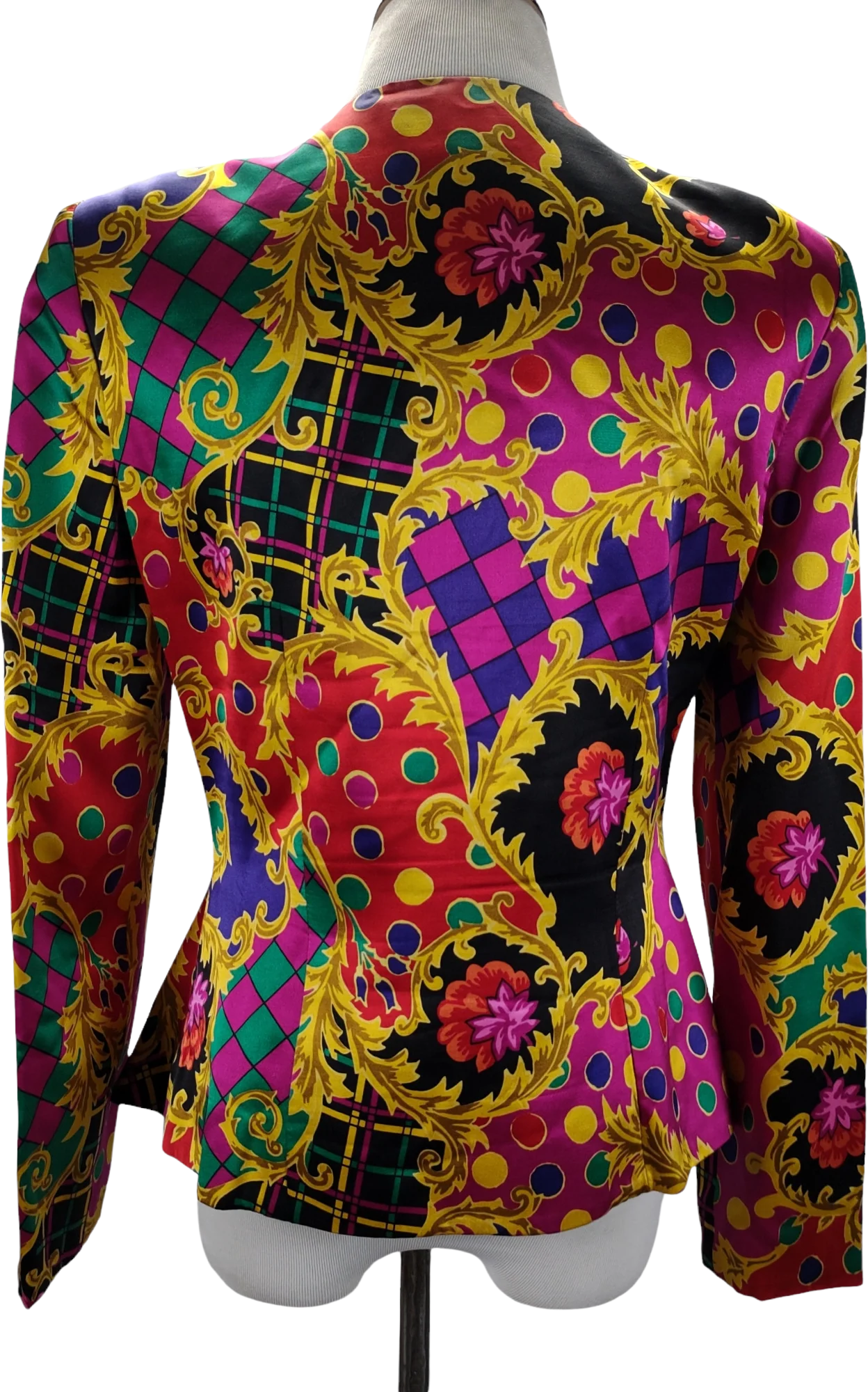 80s/90s Colorful Mixed Print Peplum Blazer Jacket By Rimini - Image 2