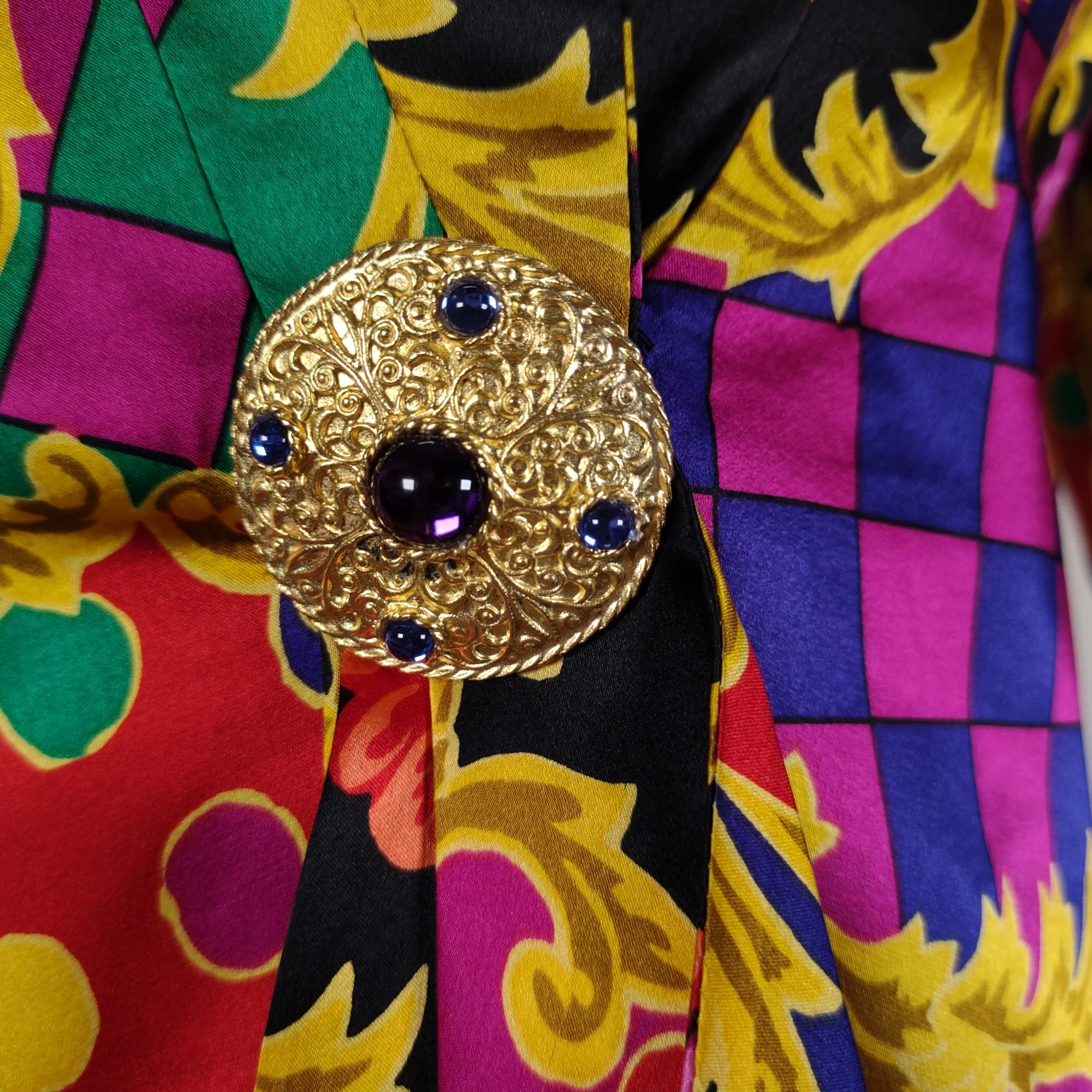 80s/90s Colorful Mixed Print Peplum Blazer Jacket By Rimini - Image 3