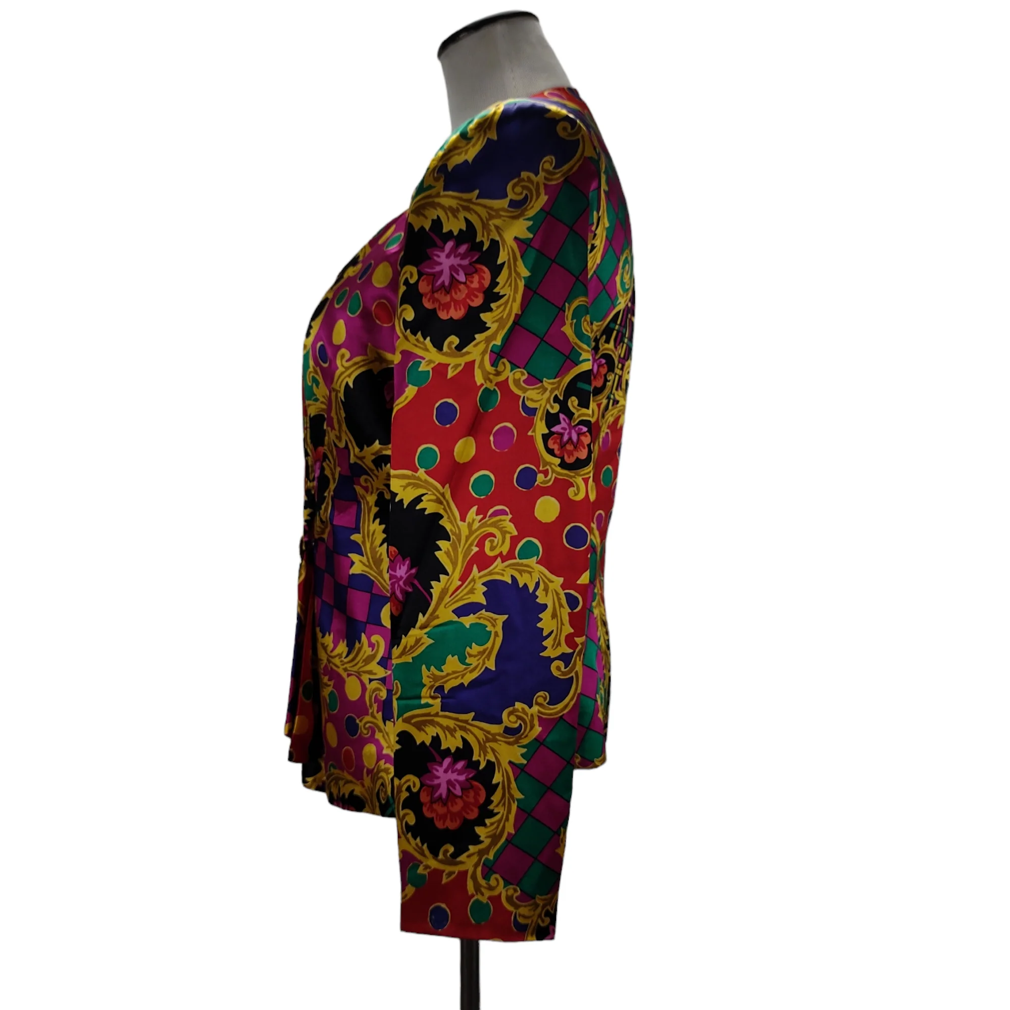 80s/90s Colorful Mixed Print Peplum Blazer Jacket By Rimini - Image 5