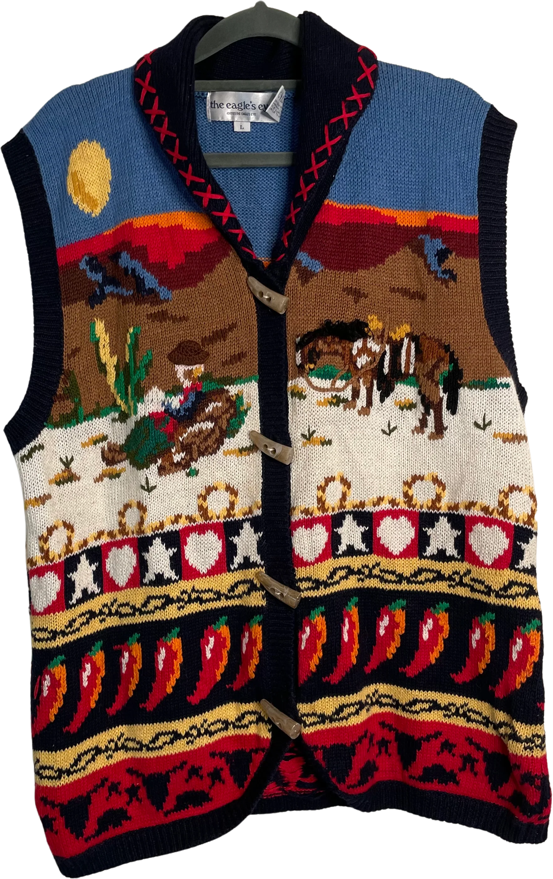 80s/90s Cowboy Western Novelty Swester Vest Cardigan By The Eagle's Eye