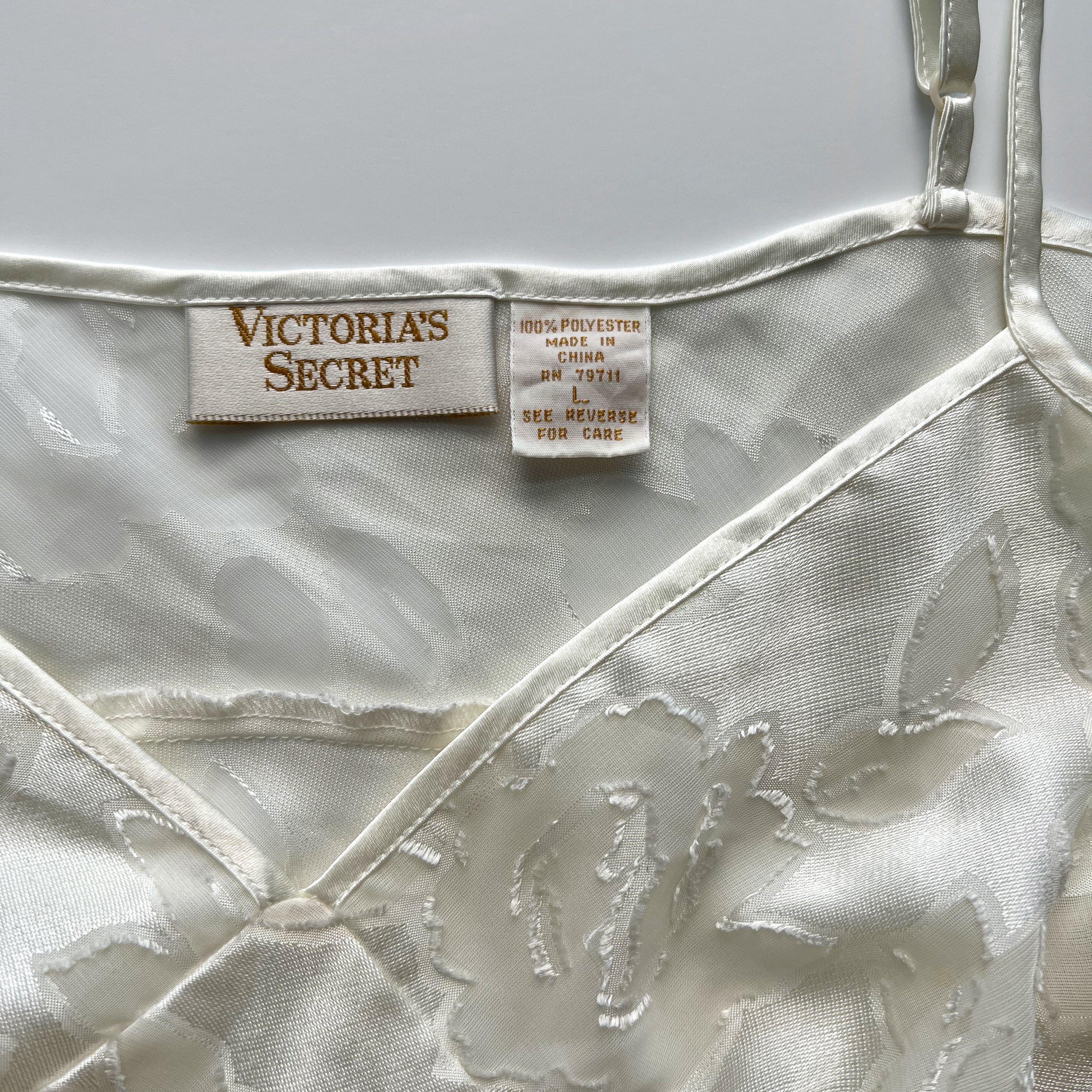 80s/90s Cream Floral Maxi Slip By Victoria’s Secret Gold Label - Image 4